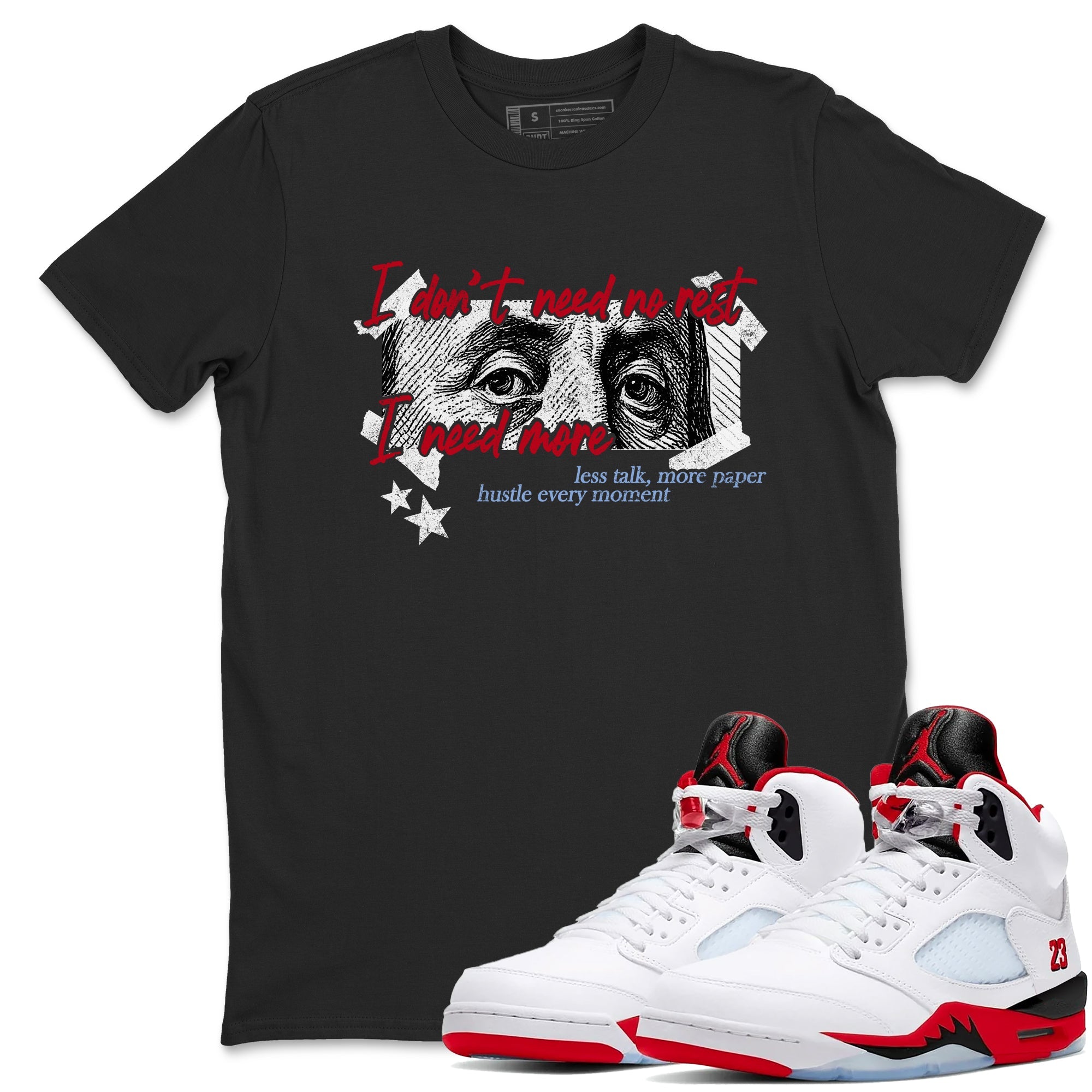 Sneaker match tees  Sneaker Tees To Match Air Jordan 5 Fire Red Shoes  I Need More Tee Black 1