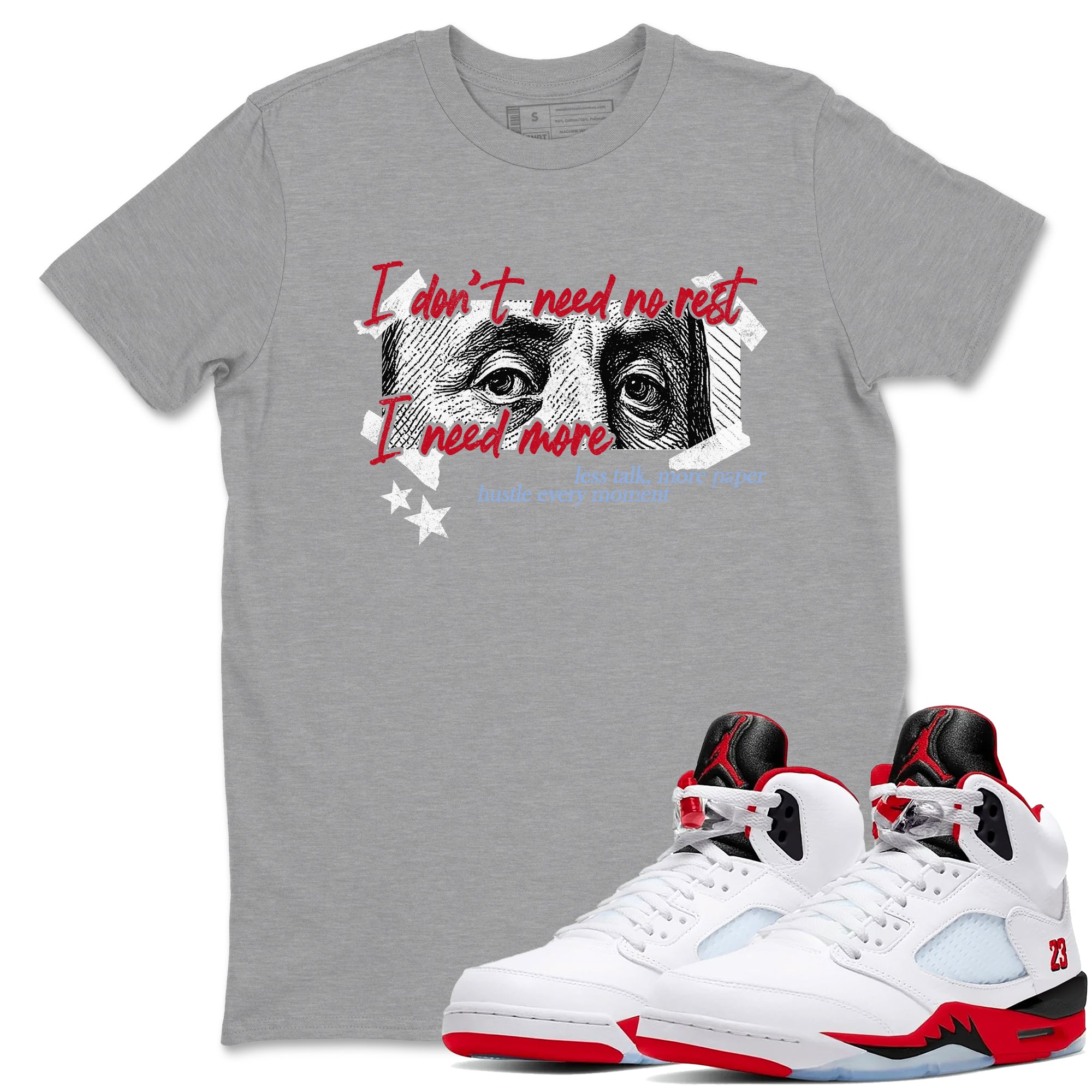Sneaker match tees  Sneaker Tees To Match Air Jordan 5 Fire Red Shoes  I Need More Tee Heather Grey 1