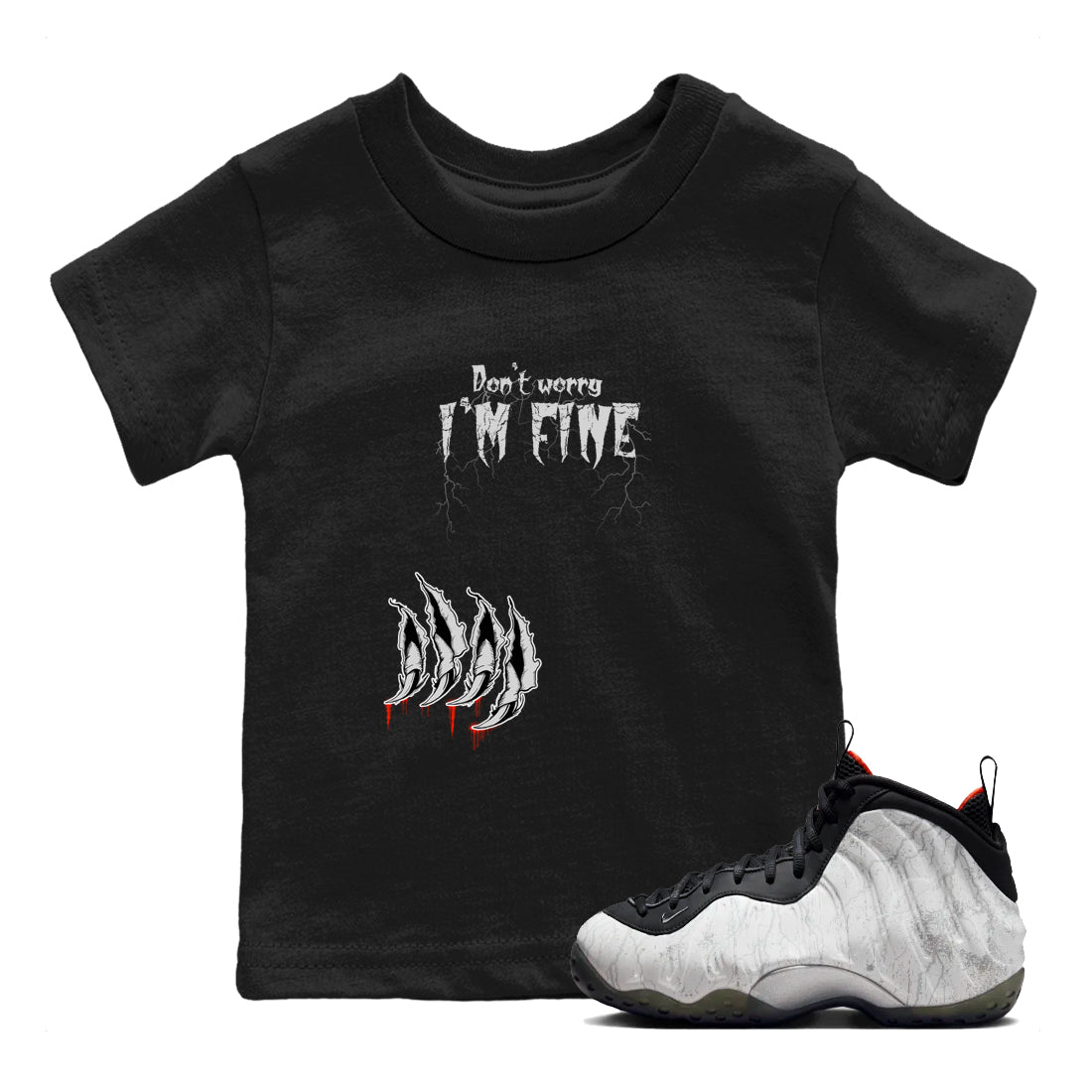 Foams One Jin shirts to match jordans I'm Fine sneaker match tees Air Foamposite One Jin match shoes to clothes Drip Gear Zone Youth Baby Black 1 tee