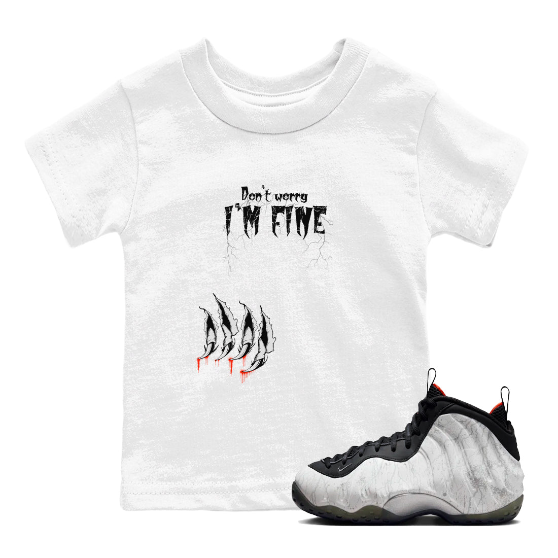 Foams One Jin shirts to match jordans I'm Fine sneaker match tees Air Foamposite One Jin match shoes to clothes Drip Gear Zone Youth Baby White 1 tee