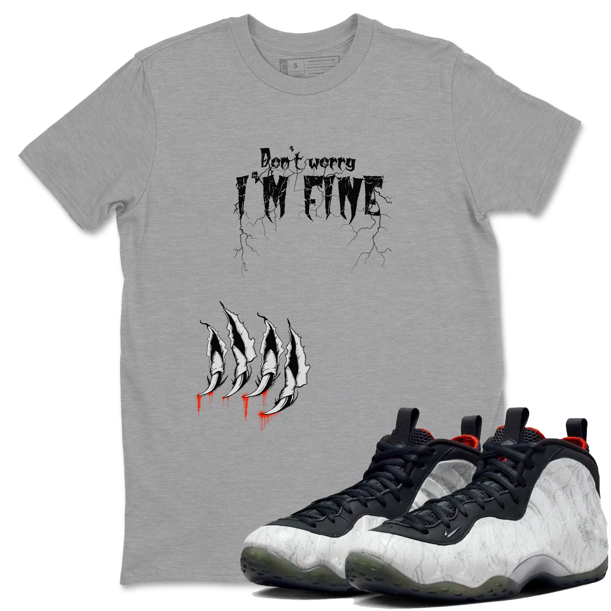 Foams One Jin shirts to match jordans I'm Fine sneaker match tees Air Foamposite One Jin match shoes to clothes Drip Gear Zone unisex cotton Heather Grey 1 shirts