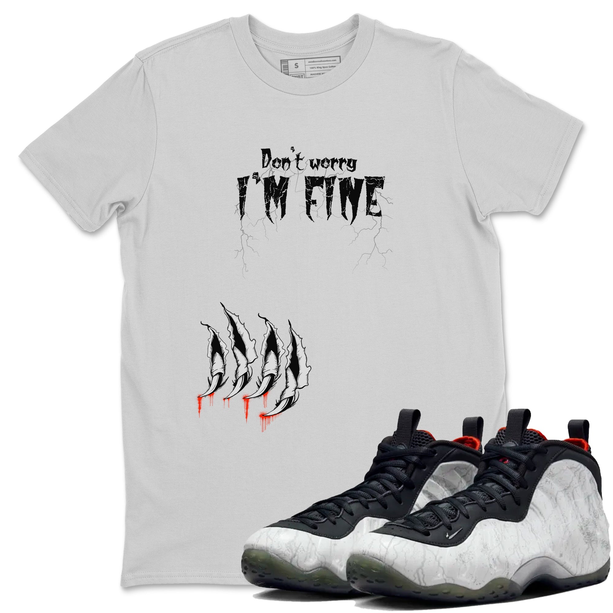 Foams One Jin shirts to match jordans I'm Fine sneaker match tees Air Foamposite One Jin match shoes to clothes Drip Gear Zone unisex cotton Silver 1 shirts