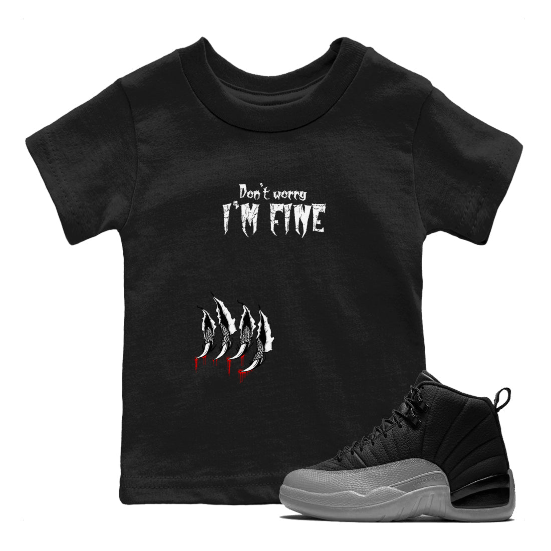 3s Cement Grey shirts to match jordans I'm Fine sneaker match tees Air Jordan 3 Cement Grey Drip Gear Zone Youth Baby Black 1 crew neck shirts