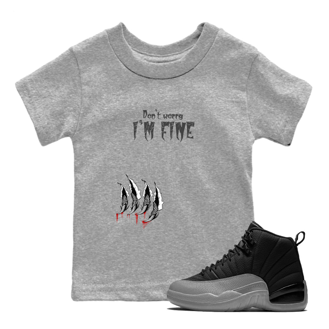 3s Cement Grey shirts to match jordans I'm Fine sneaker match tees Air Jordan 3 Cement Grey Drip Gear Zone Youth Baby Heather Grey 1 crew neck shirts