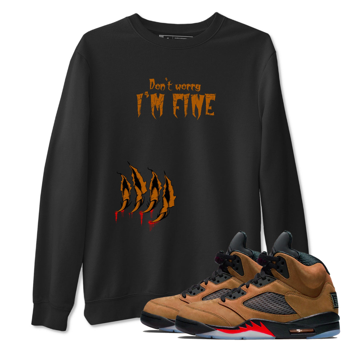 5s Archaeo Brown shirts to match jordans I'm Fine sneaker match tees Air Jordan 5 Archaeo Brown match shoes to clothes Drip Gear Zone unisex cotton Black 1 shirts