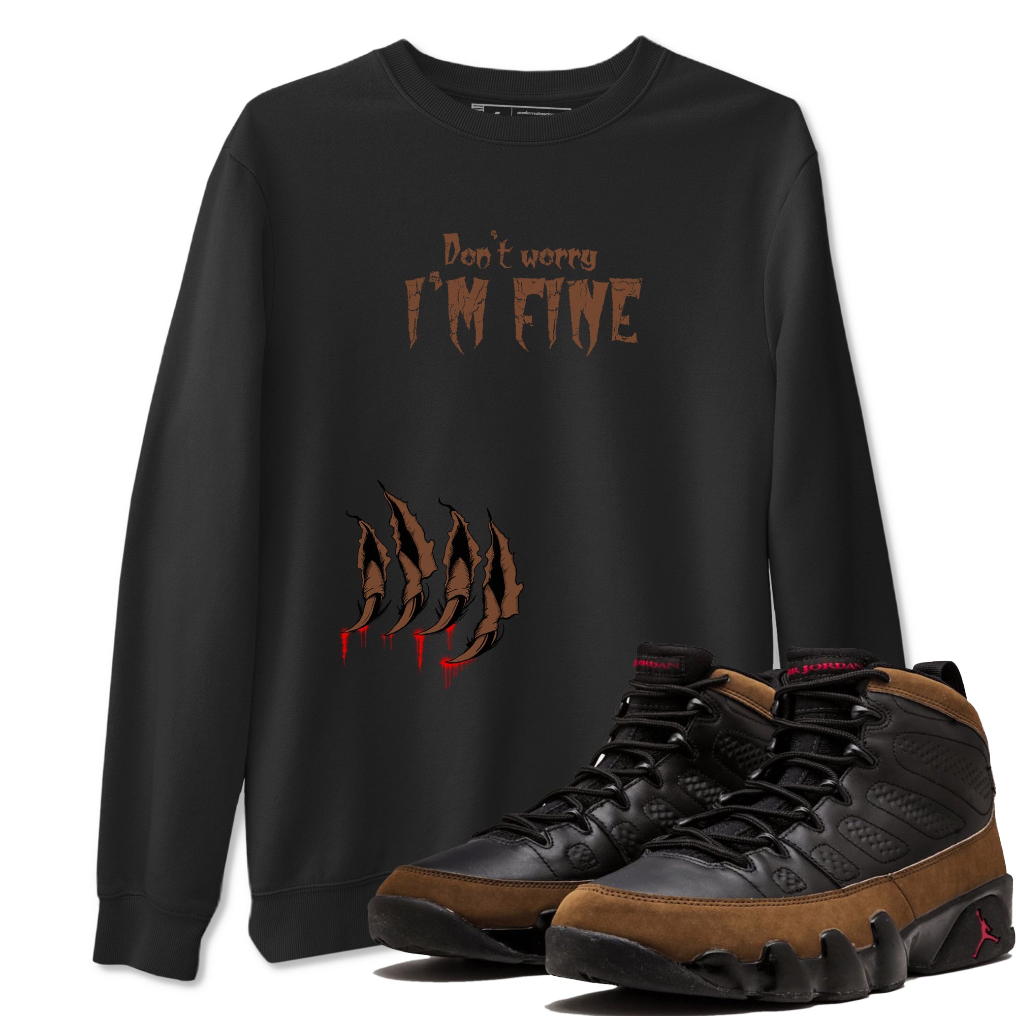 9s Olive shirts to match jordans I'm Fine sneaker match tees Air Jordan 9 Olive match shoes to clothes Drip Gear Zone unisex cotton Black 1 shirts