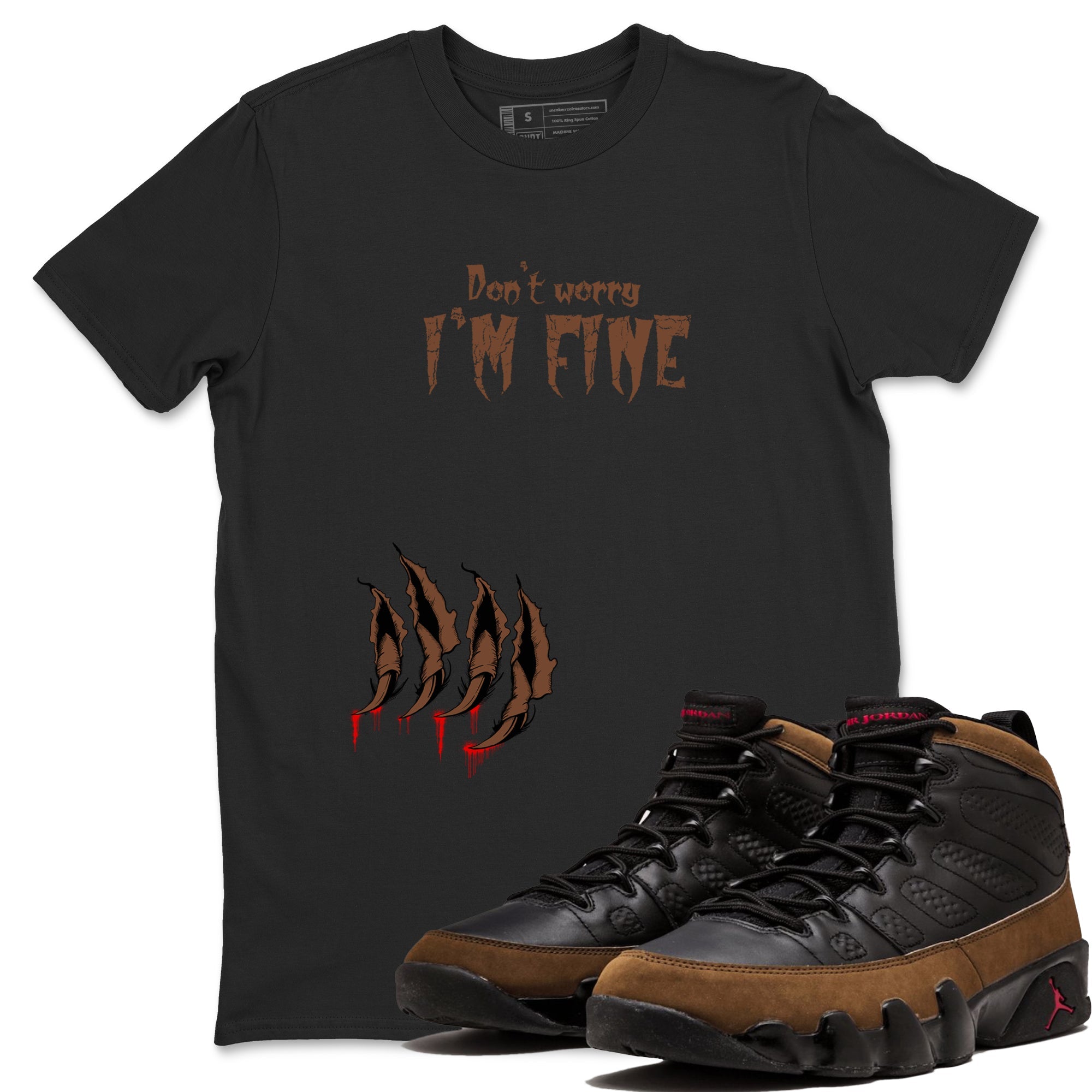 9s Olive shirts to match jordans I'm Fine sneaker match tees Air Jordan 9 Olive match shoes to clothes Drip Gear Zone unisex cotton Black 1 shirts