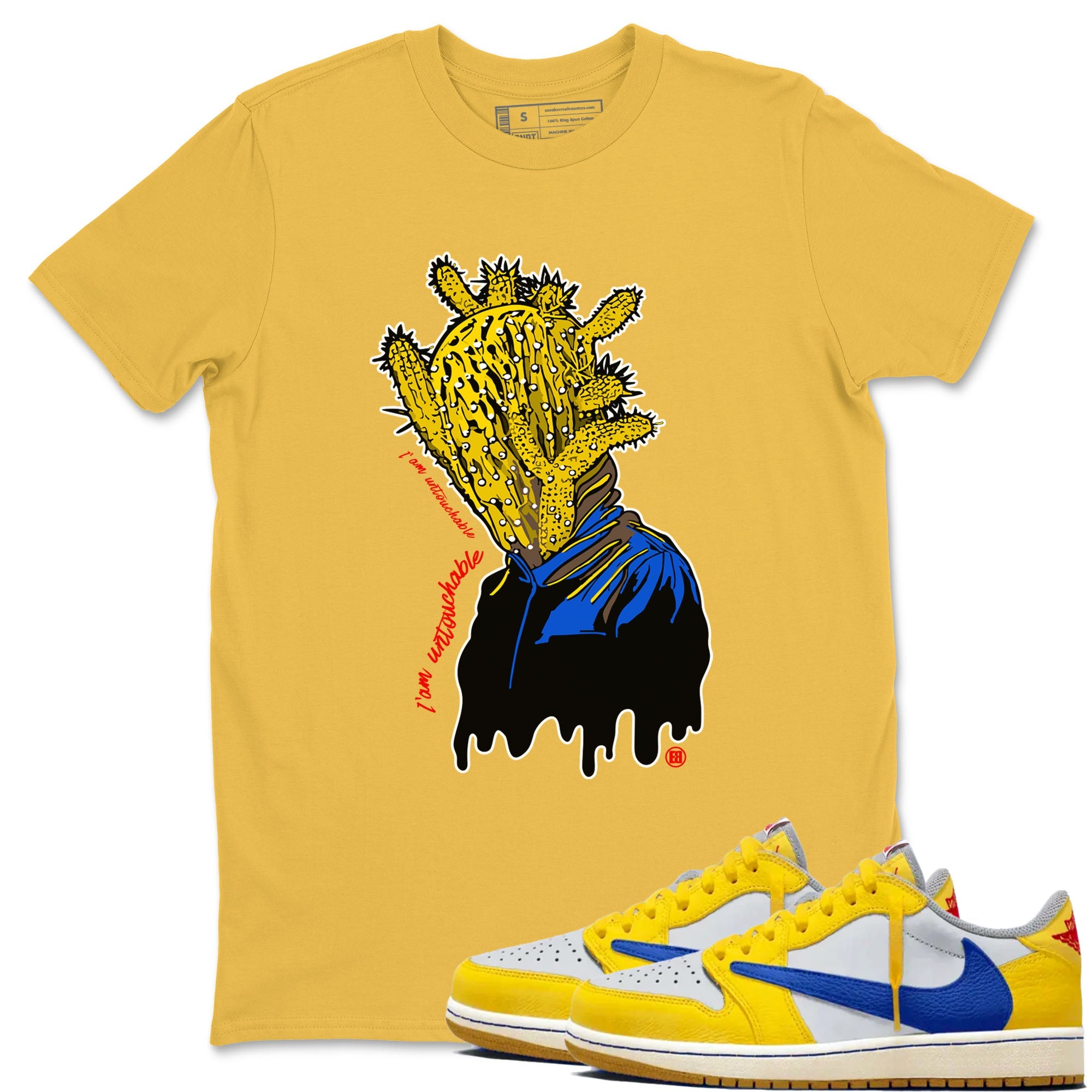 1s Travis Scott Canary shirt to match jordans I'm Untouchable sneaker tees Air Jordan 1 Travis Scott Canary Drip Gear Zone unisex cotton Daisy 1 crew neck shirt