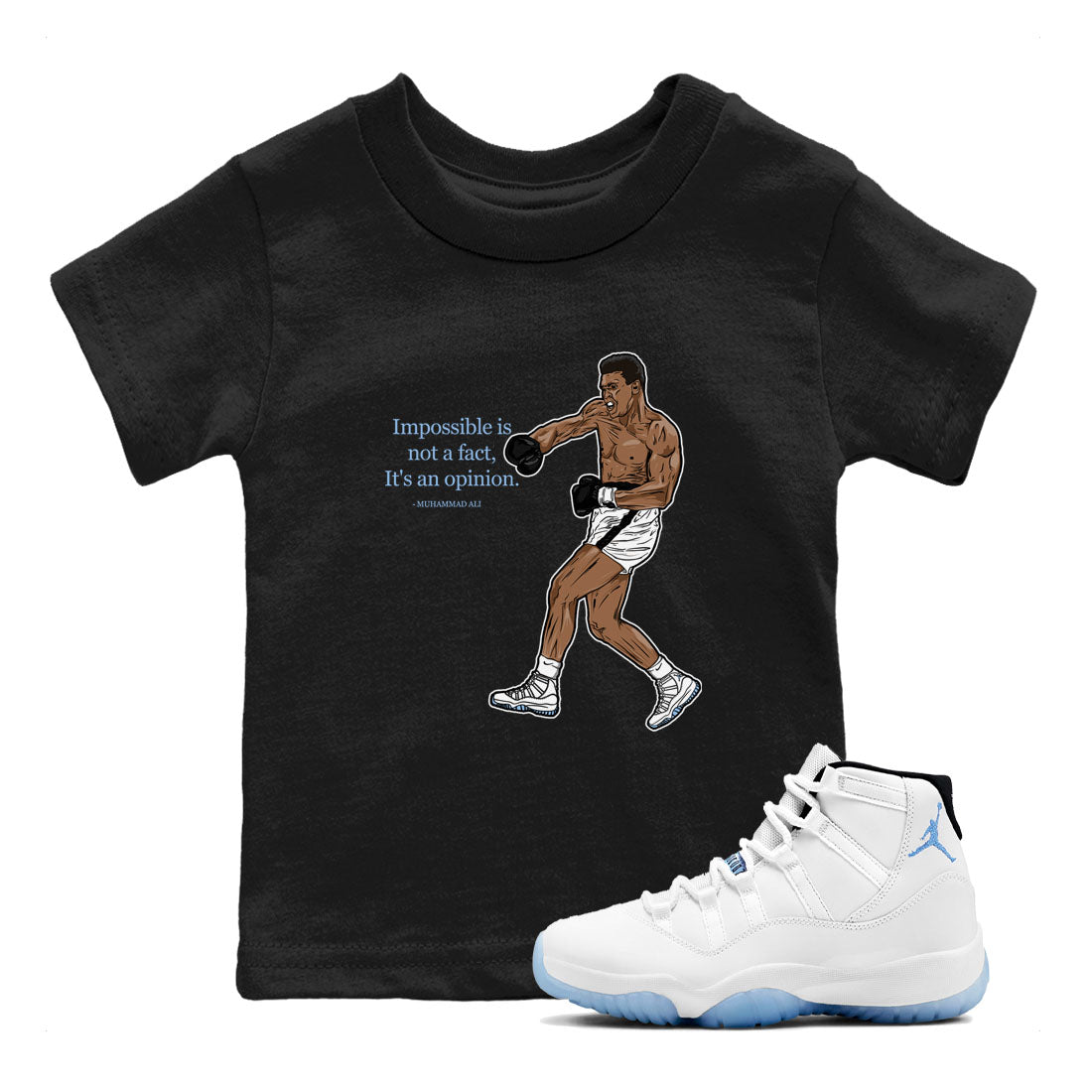 11s Columbia shirts to match jordans impossible is not a fact it's an opinion sneaker match tees Air Jordan 11 Columbia Drip Gear Zone streetwear brand Baby and Youth Black 1 cotton tee
