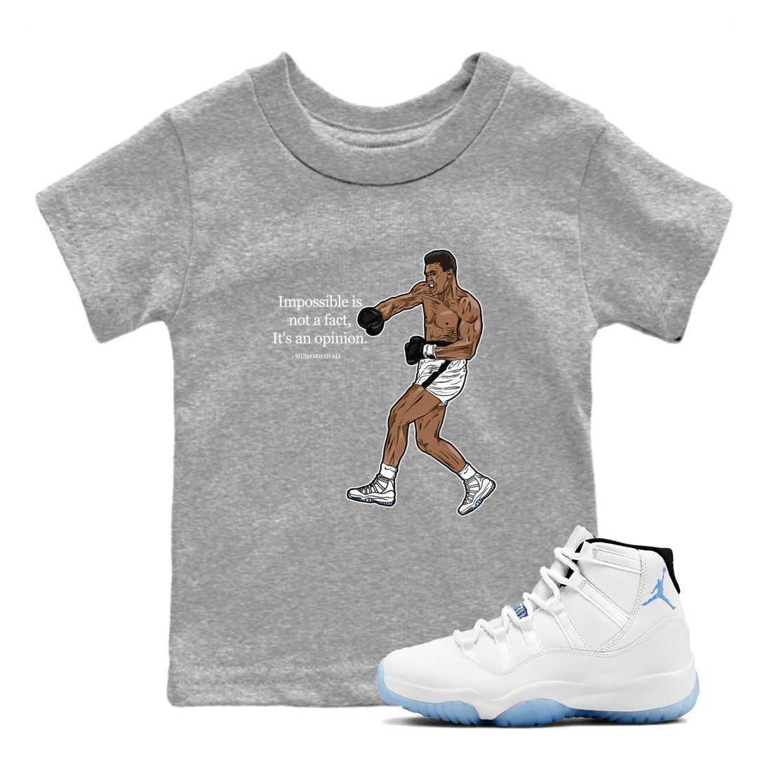 11s Columbia shirts to match jordans impossible is not a fact it's an opinion sneaker match tees Air Jordan 11 Columbia Drip Gear Zone streetwear brand Baby and Youth Heather Grey 1 cotton tee