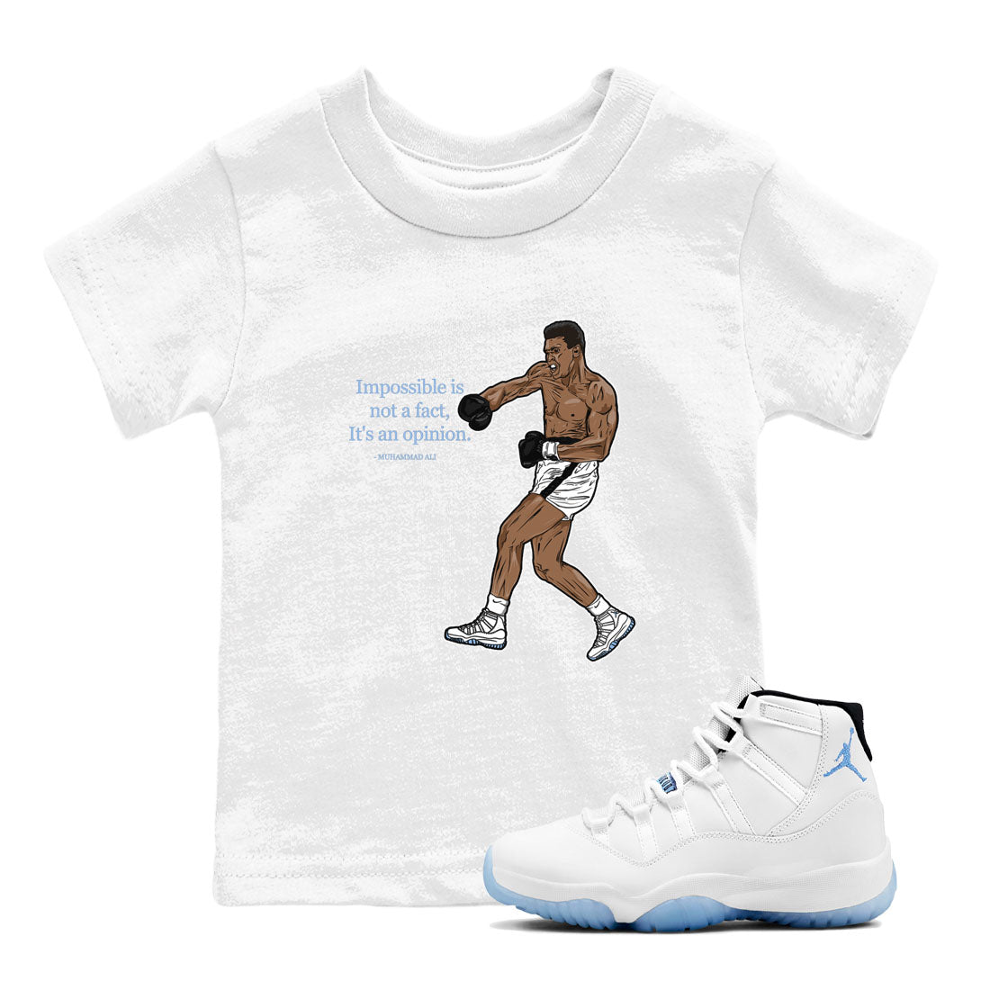 11s Columbia shirts to match jordans impossible is not a fact it's an opinion sneaker match tees Air Jordan 11 Columbia Drip Gear Zone streetwear brand Baby and Youth White 1 cotton tee