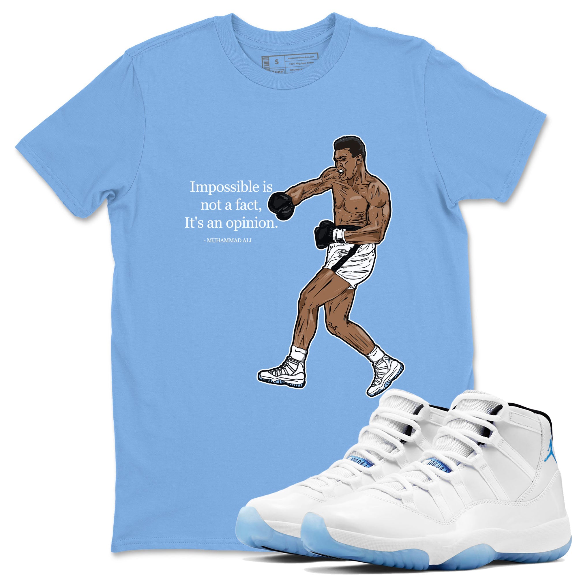 11s Columbia shirts to match jordans impossible is not a fact it's an opinion sneaker match tees Air Jordan 11 Columbia Drip Gear Zone streetwear brand Carolina Blue 1 unisex cotton tee
