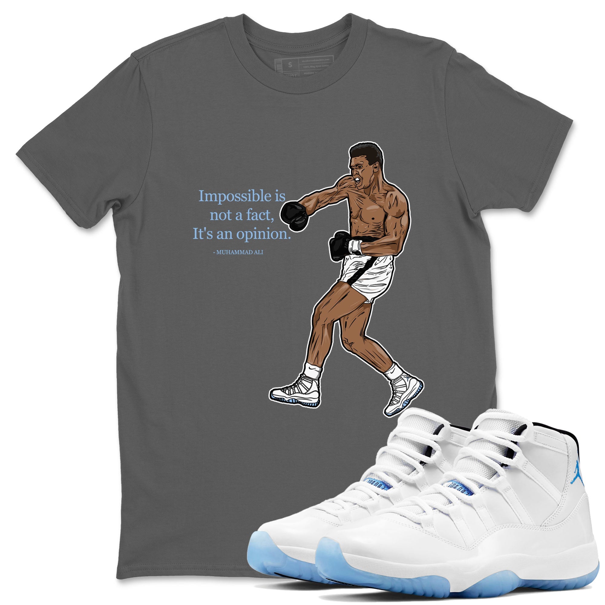 11s Columbia shirts to match jordans impossible is not a fact it's an opinion sneaker match tees Air Jordan 11 Columbia Drip Gear Zone streetwear brand Cool Grey 1 unisex cotton tee