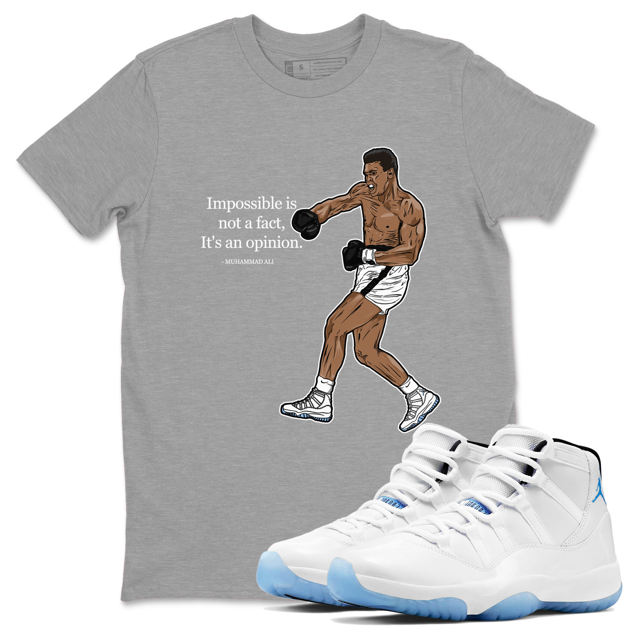 11s Columbia shirts to match jordans impossible is not a fact it's an opinion sneaker match tees Air Jordan 11 Columbia Drip Gear Zone streetwear brand Heather Grey 1 unisex cotton tee
