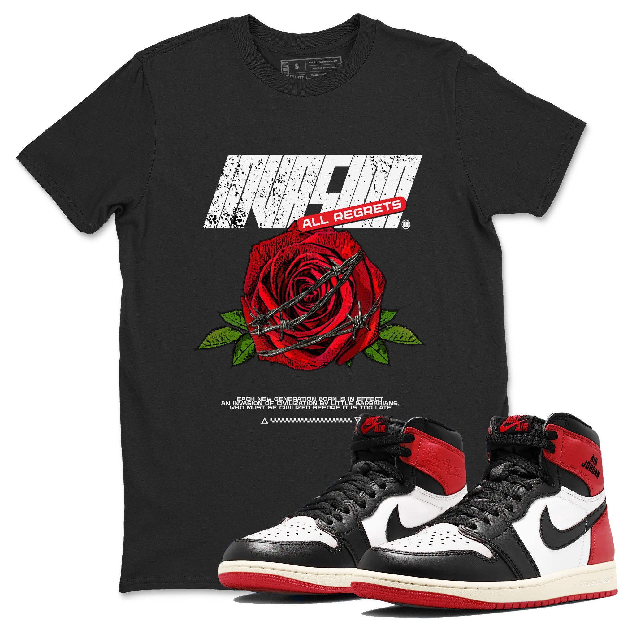 Air Jordan 1 High OG Black Toe Reimagined shirts to match jordans Invasions sneaker match tees 1s Black Toe Reimagined Sneaker Shirts Drip Gear Zone streetwear brand Black 1 unisex cotton tee