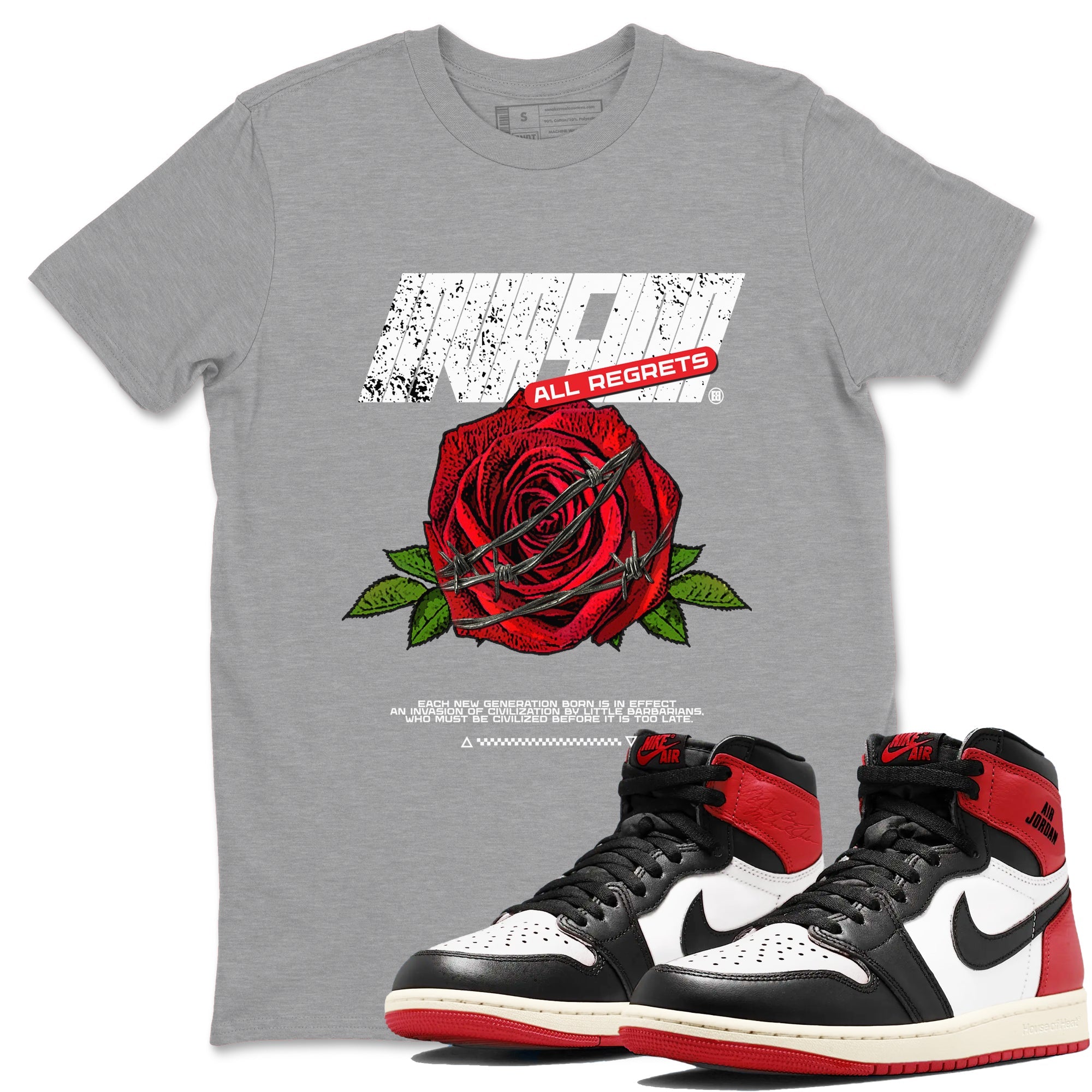 Air Jordan 1 High OG Black Toe Reimagined shirts to match jordans Invasions sneaker match tees 1s Black Toe Reimagined Sneaker Shirts Drip Gear Zone streetwear brand Heather Grey 1 unisex cotton tee