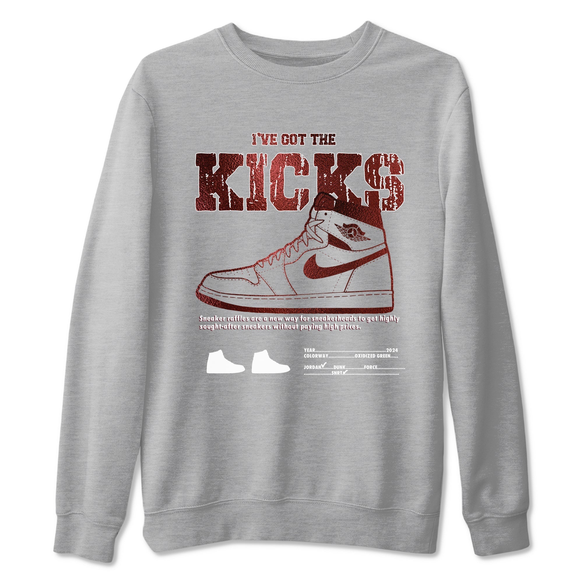 1s Metallic Burgundy shirts to match jordans I've Got The Kicks sneaker match tees Air Jordan 1 Metallic Burgundy Drip Gear Zone streetwear brand Heather Grey 2 unisex cotton tee