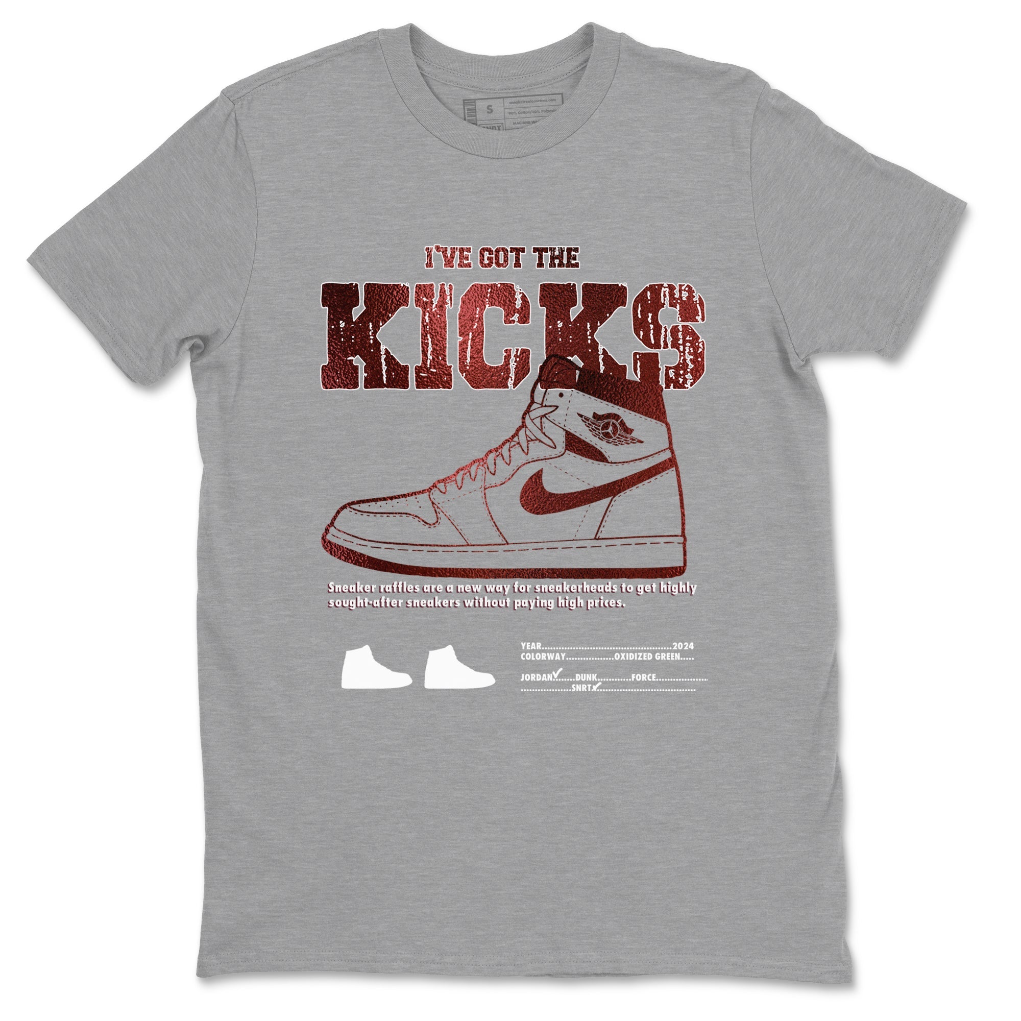 1s Metallic Burgundy shirts to match jordans I've Got The Kicks sneaker match tees Air Jordan 1 Metallic Burgundy Drip Gear Zone streetwear brand Heather Grey 2 unisex cotton tee