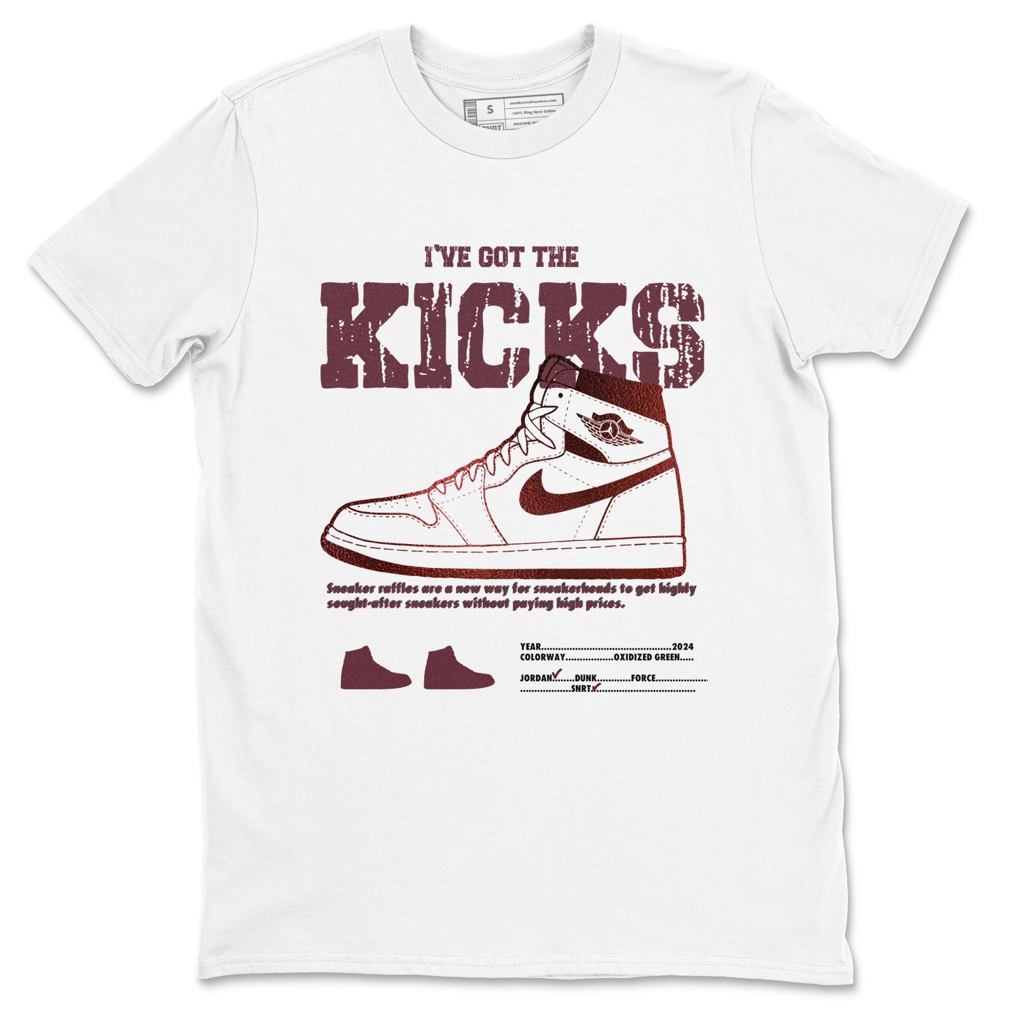 1s Metallic Burgundy shirts to match jordans I've Got The Kicks sneaker match tees Air Jordan 1 Metallic Burgundy Drip Gear Zone streetwear brand White 2 unisex cotton tee