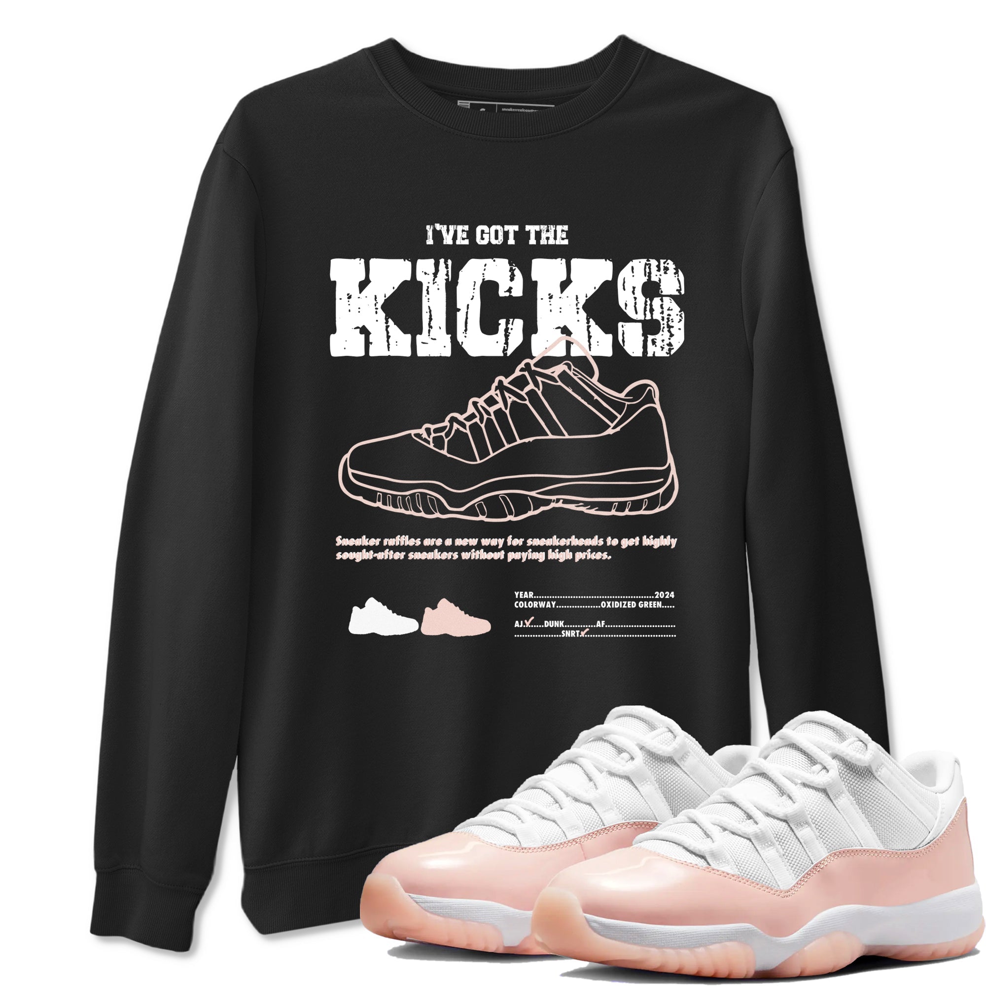 11s Legend Pink shirts to match jordans I've Got The Kicks sneaker match tees Air Jordan 11 Legend Pink Drip Gear Zone streetwear brand Black 1 unisex cotton tee