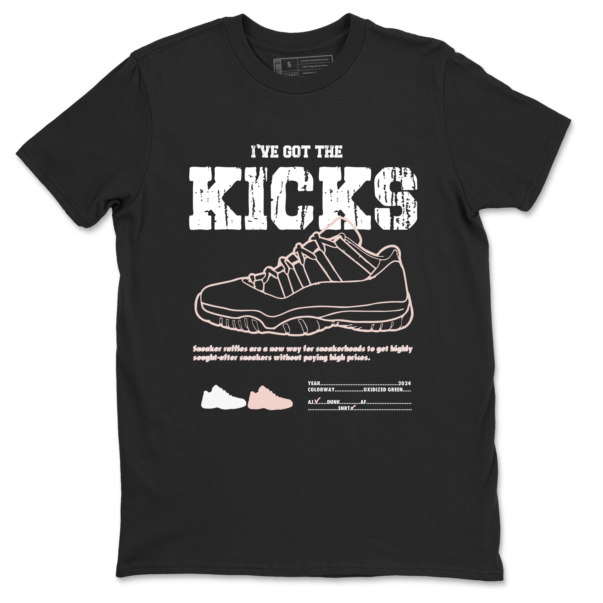 11s Legend Pink shirts to match jordans I've Got The Kicks sneaker match tees Air Jordan 11 Legend Pink Drip Gear Zone streetwear brand Black 2 unisex cotton tee
