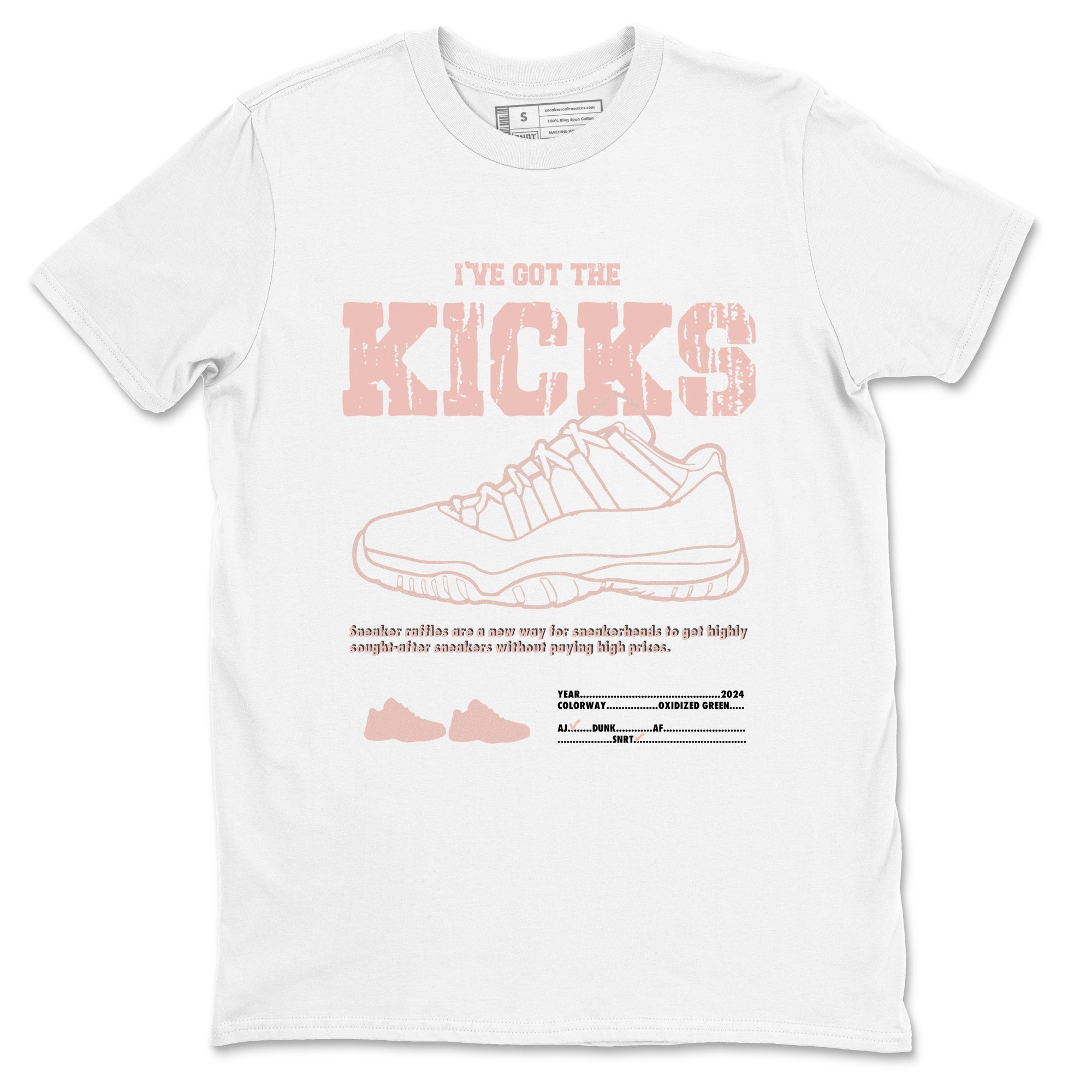 11s Legend Pink shirts to match jordans I've Got The Kicks sneaker match tees Air Jordan 11 Legend Pink Drip Gear Zone streetwear brand White 2 unisex cotton tee