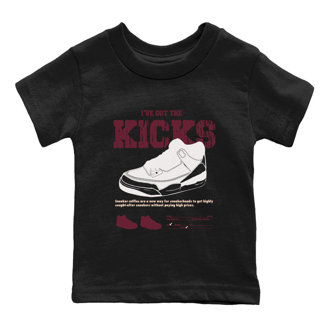 AJ3 A Ma Maniere x Burgundy Crush shirts to match jordans I've Got The Kicks sneaker match tees A Ma Maniére x Air Jordan 3 "Burgundy Crush" Drip Gear Zone streetwear brand Baby and Youth Black 2 cotton tee