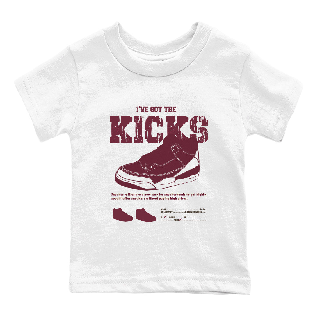 AJ3 A Ma Maniere x Burgundy Crush shirts to match jordans I've Got The Kicks sneaker match tees A Ma Maniére x Air Jordan 3 "Burgundy Crush" Drip Gear Zone streetwear brand Baby and Youth White 2 cotton tee