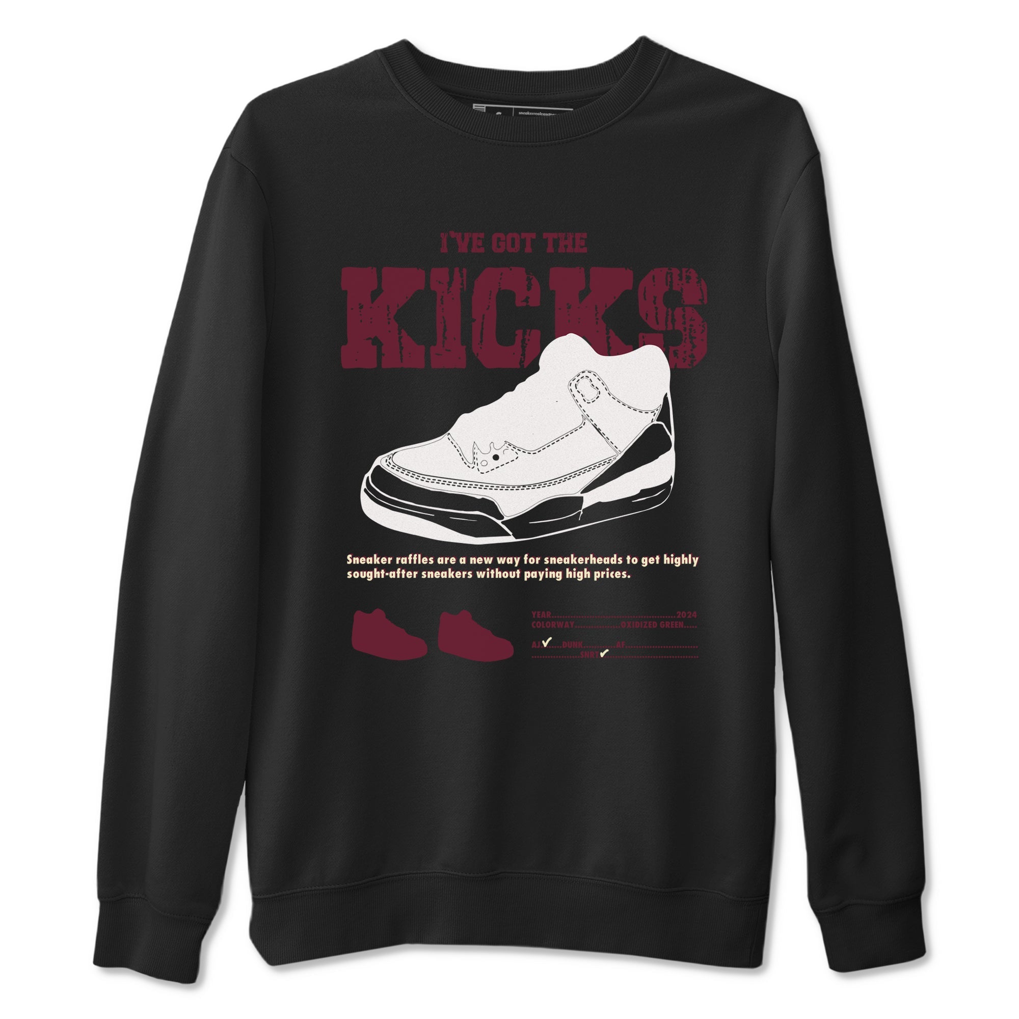 AJ3 A Ma Maniere x Burgundy Crush shirts to match jordans I've Got The Kicks sneaker match tees A Ma Maniére x Air Jordan 3 "Burgundy Crush" Drip Gear Zone streetwear brand Black 2 unisex cotton tee