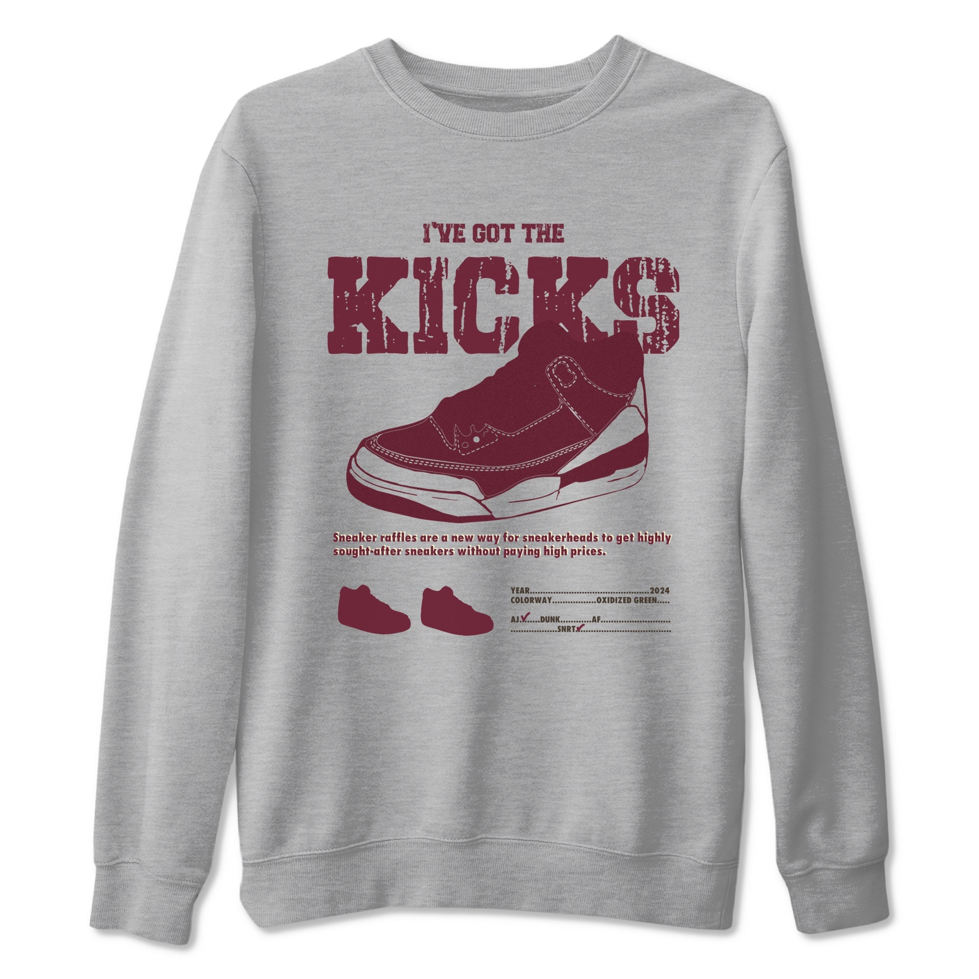 AJ3 A Ma Maniere x Burgundy Crush shirts to match jordans I've Got The Kicks sneaker match tees A Ma Maniére x Air Jordan 3 "Burgundy Crush" Drip Gear Zone streetwear brand Heather Grey 2 unisex cotton tee