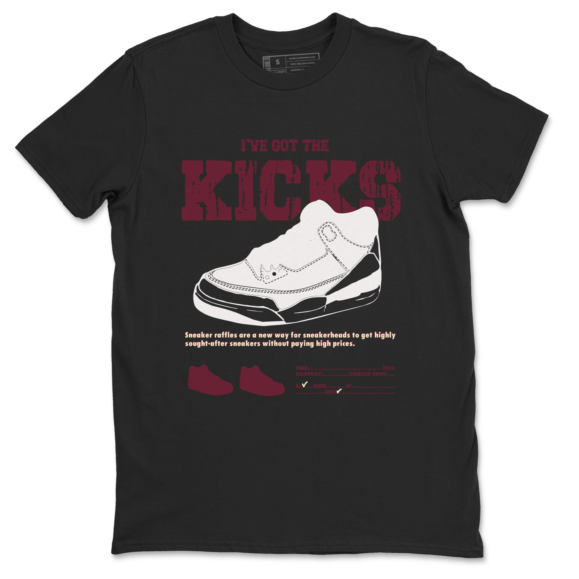 AJ3 A Ma Maniere x Burgundy Crush shirts to match jordans I've Got The Kicks sneaker match tees A Ma Maniére x Air Jordan 3 "Burgundy Crush" Drip Gear Zone streetwear brand Black 2 unisex cotton tee
