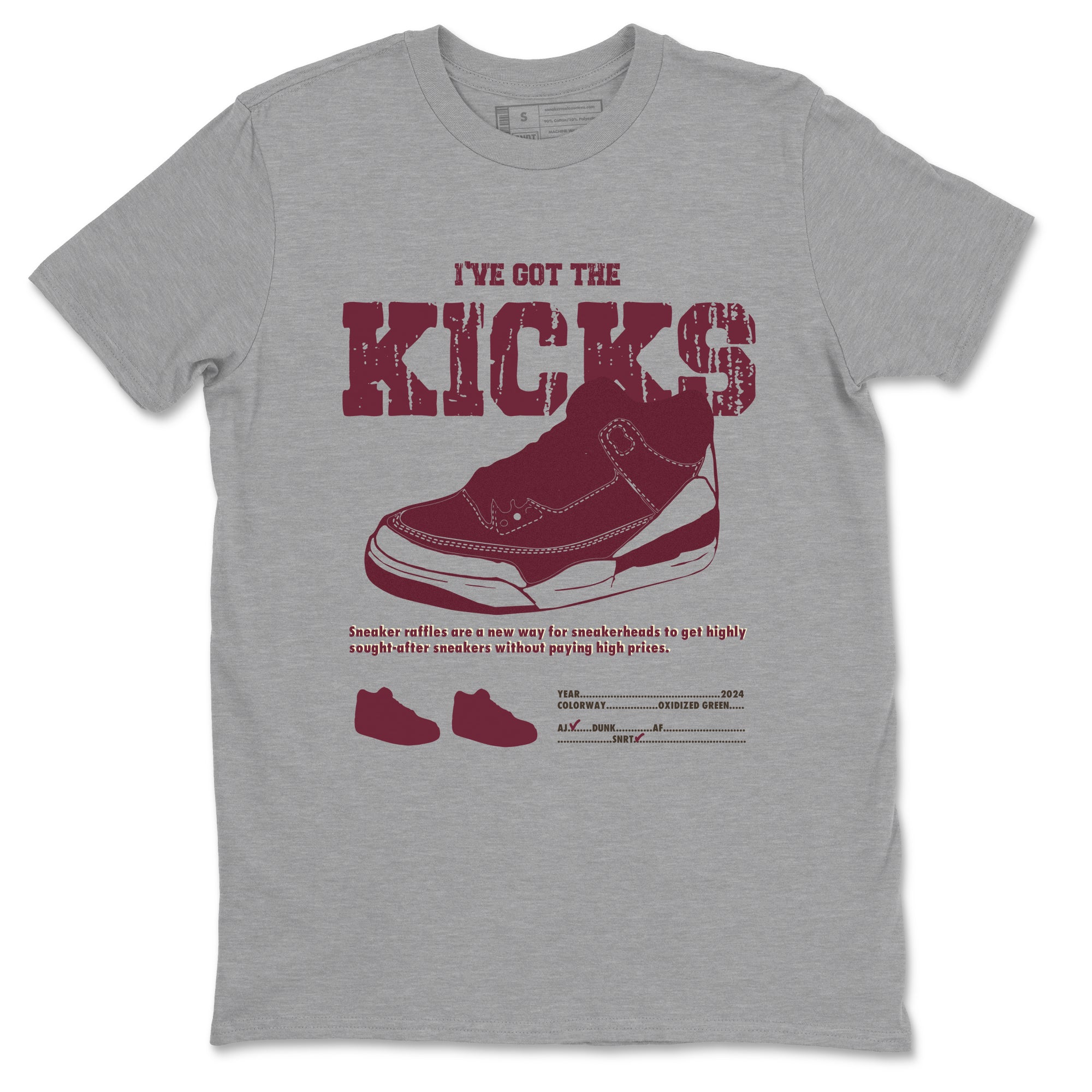 AJ3 A Ma Maniere x Burgundy Crush shirts to match jordans I've Got The Kicks sneaker match tees A Ma Maniére x Air Jordan 3 "Burgundy Crush" Drip Gear Zone streetwear brand Heather Grey 2 unisex cotton tee