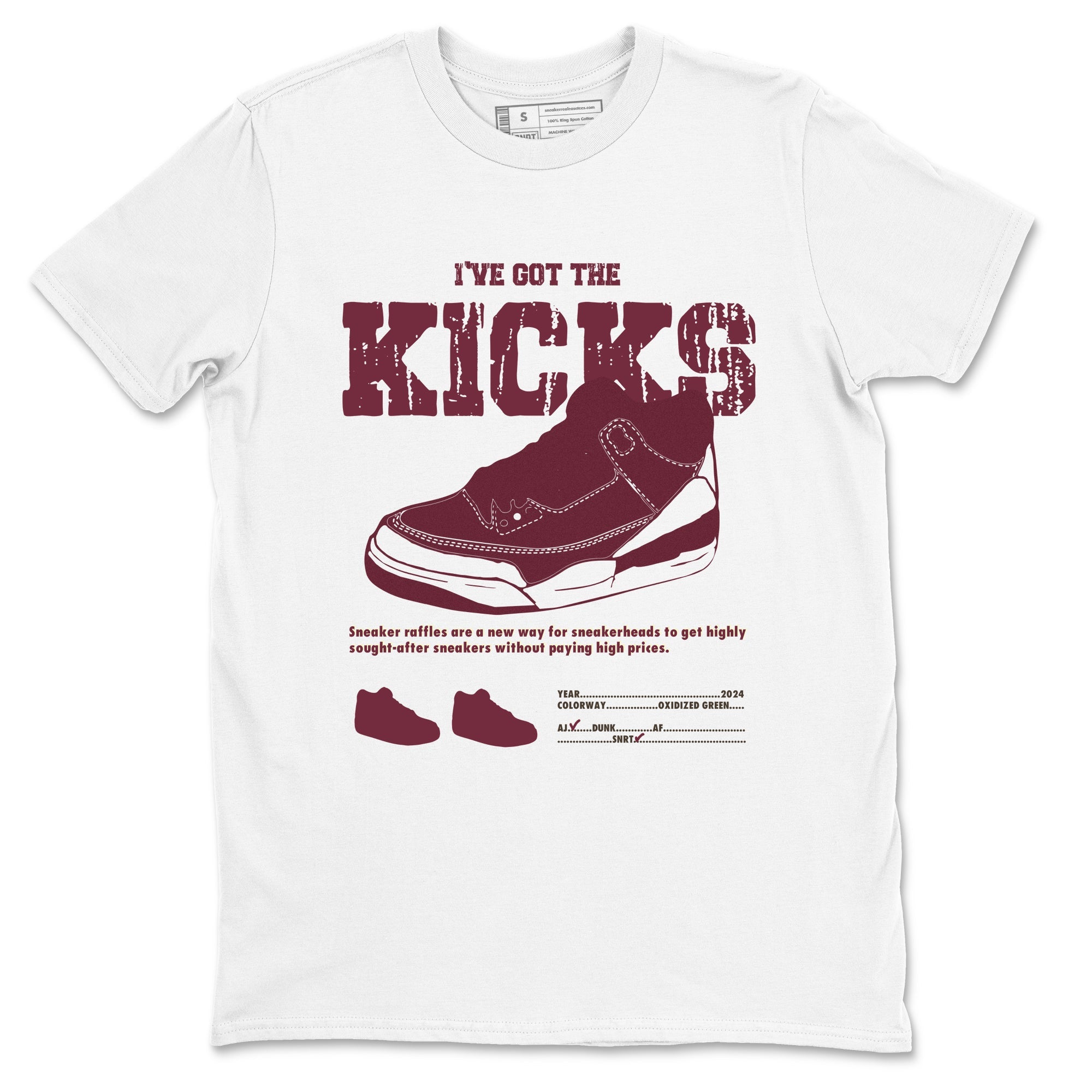 AJ3 A Ma Maniere x Burgundy Crush shirts to match jordans I've Got The Kicks sneaker match tees A Ma Maniére x Air Jordan 3 "Burgundy Crush" Drip Gear Zone streetwear brand White 2 unisex cotton tee