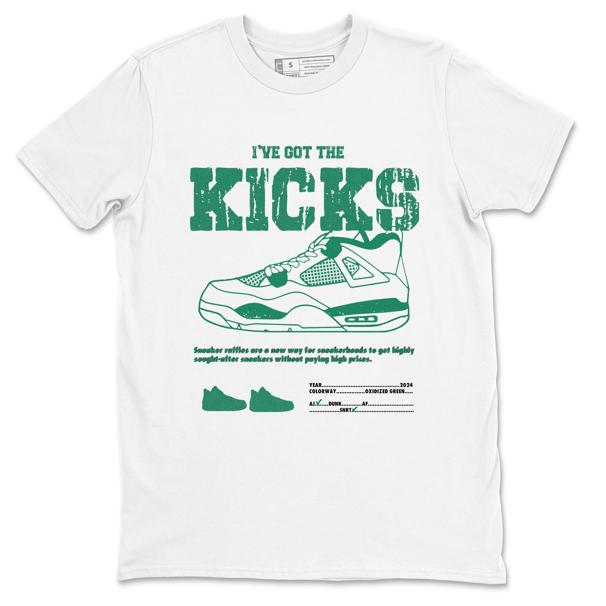 4s Oxidized Green shirts to match jordans I've Got The Kicks sneaker match tees Air Jordan 4 Oxidized Green Drip Gear Zone streetwear brand White 2 unisex cotton tee