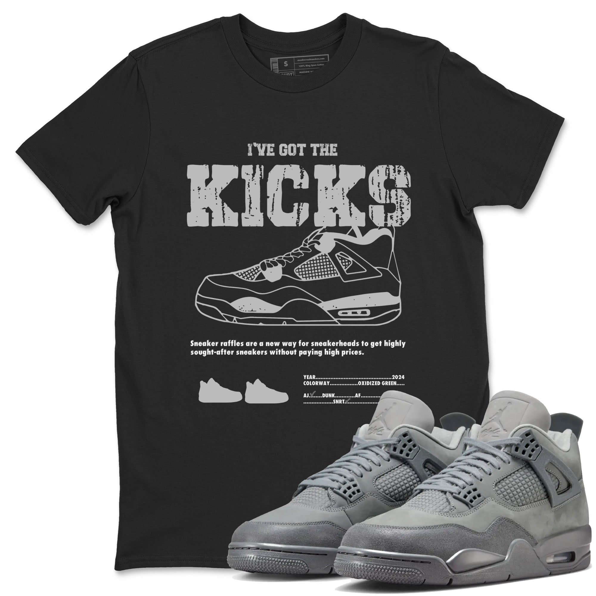 4s Wet Cement shirts to match jordans I've Got The Kicks sneaker match tees Air Jordan 4 SE Wet Cement Drip Gear Zone unisex cotton Black 1 crew neck shirts