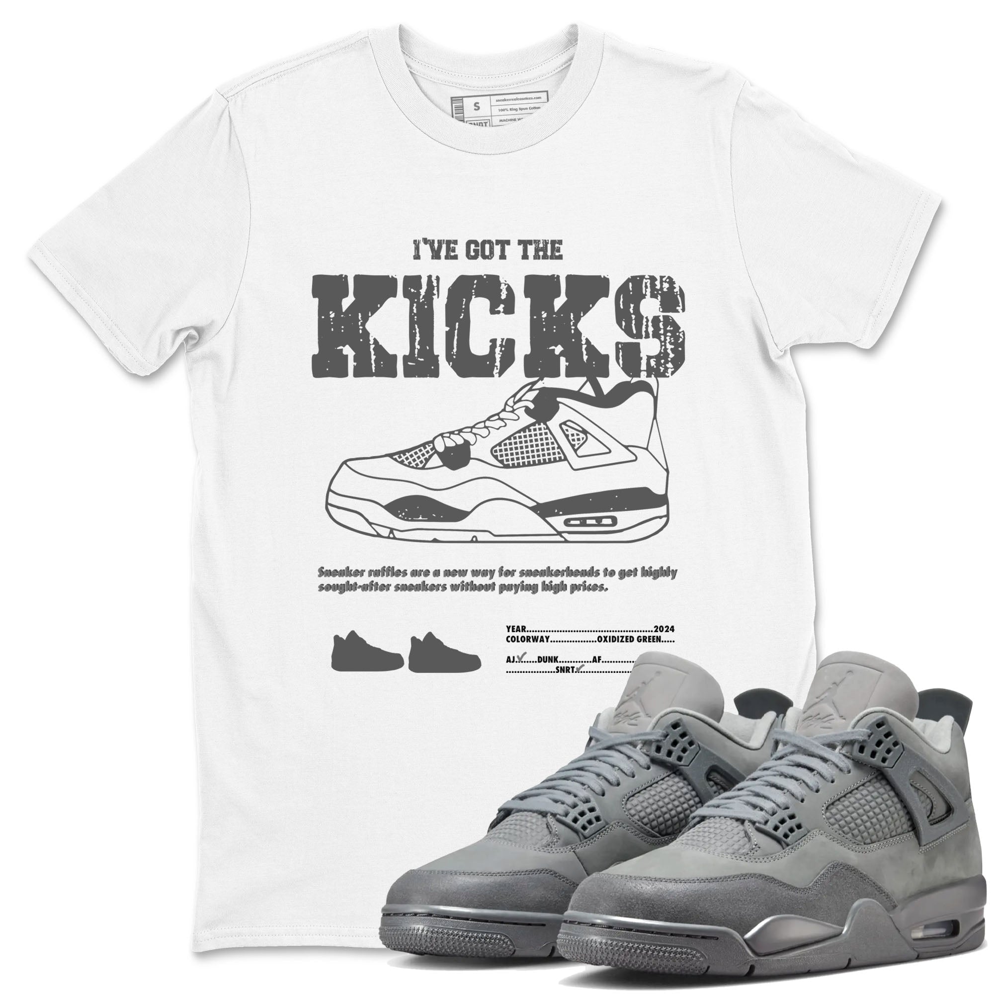 4s Wet Cement shirts to match jordans I've Got The Kicks sneaker match tees Air Jordan 4 SE Wet Cement Drip Gear Zone unisex cotton White 1 crew neck shirts