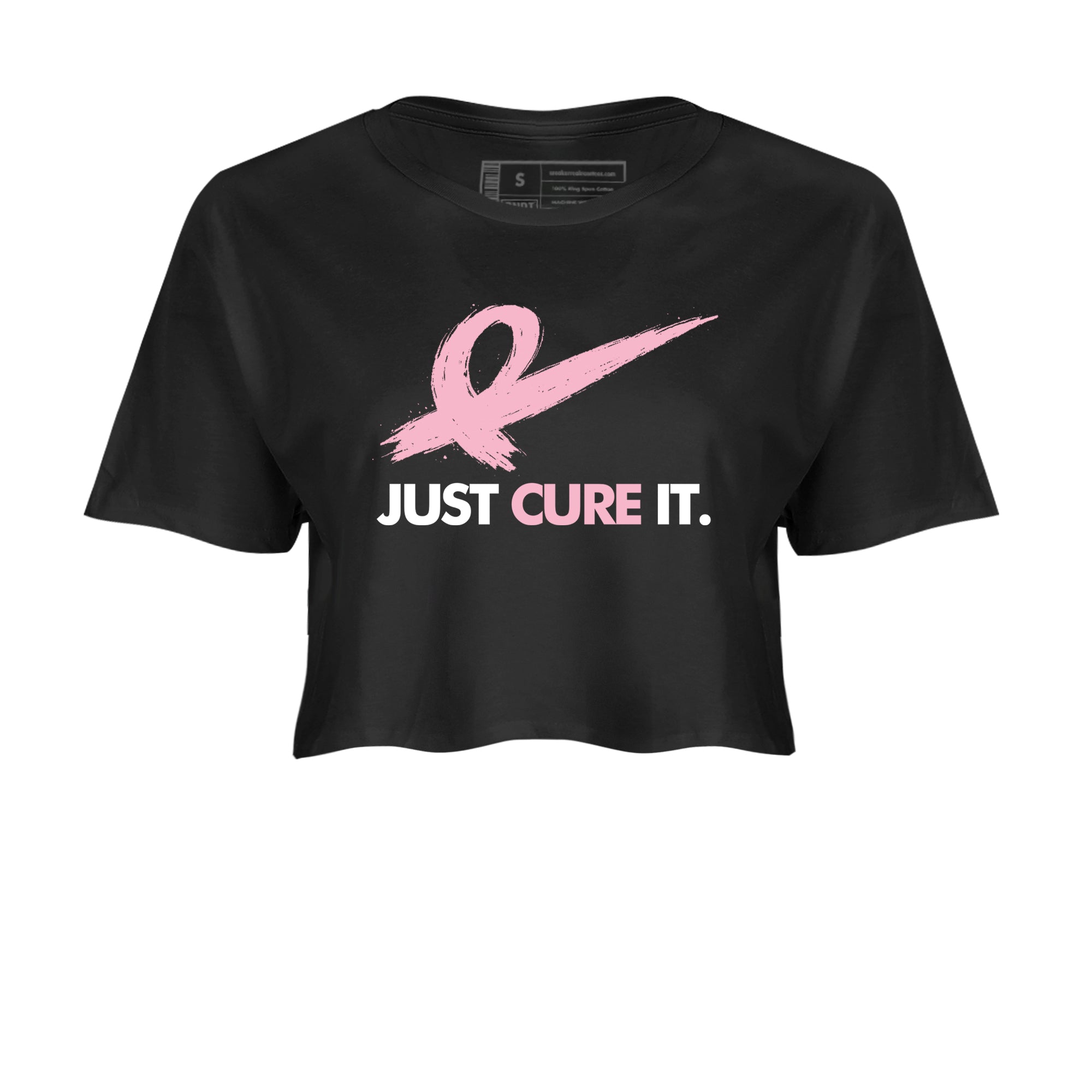 Sneaker Threads  Sneaker Tees To Match Air Jordan 5 Medium Soft Pink  Just Cure It Crop Tee Black 2. Perfect for Jordan releases 2025 colorways.
