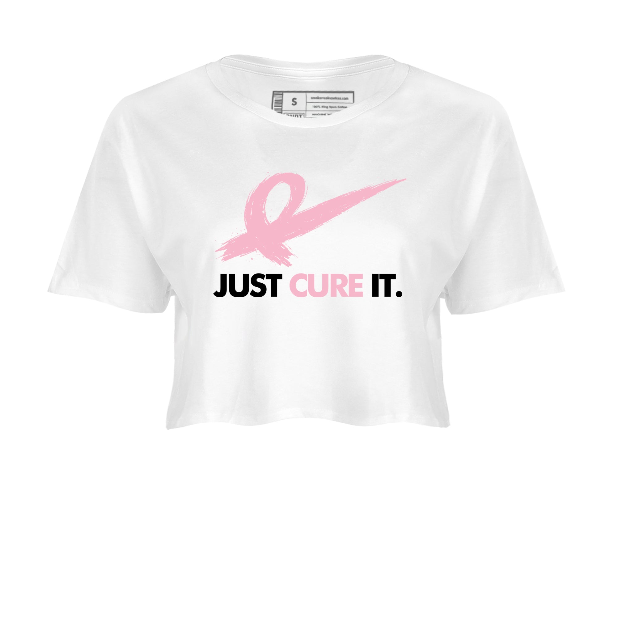 Sneaker Threads  Sneaker Tees To Match Air Jordan 5 Medium Soft Pink  Just Cure It Crop Tee White 2. Perfect for Jordan releases 2025 colorways.