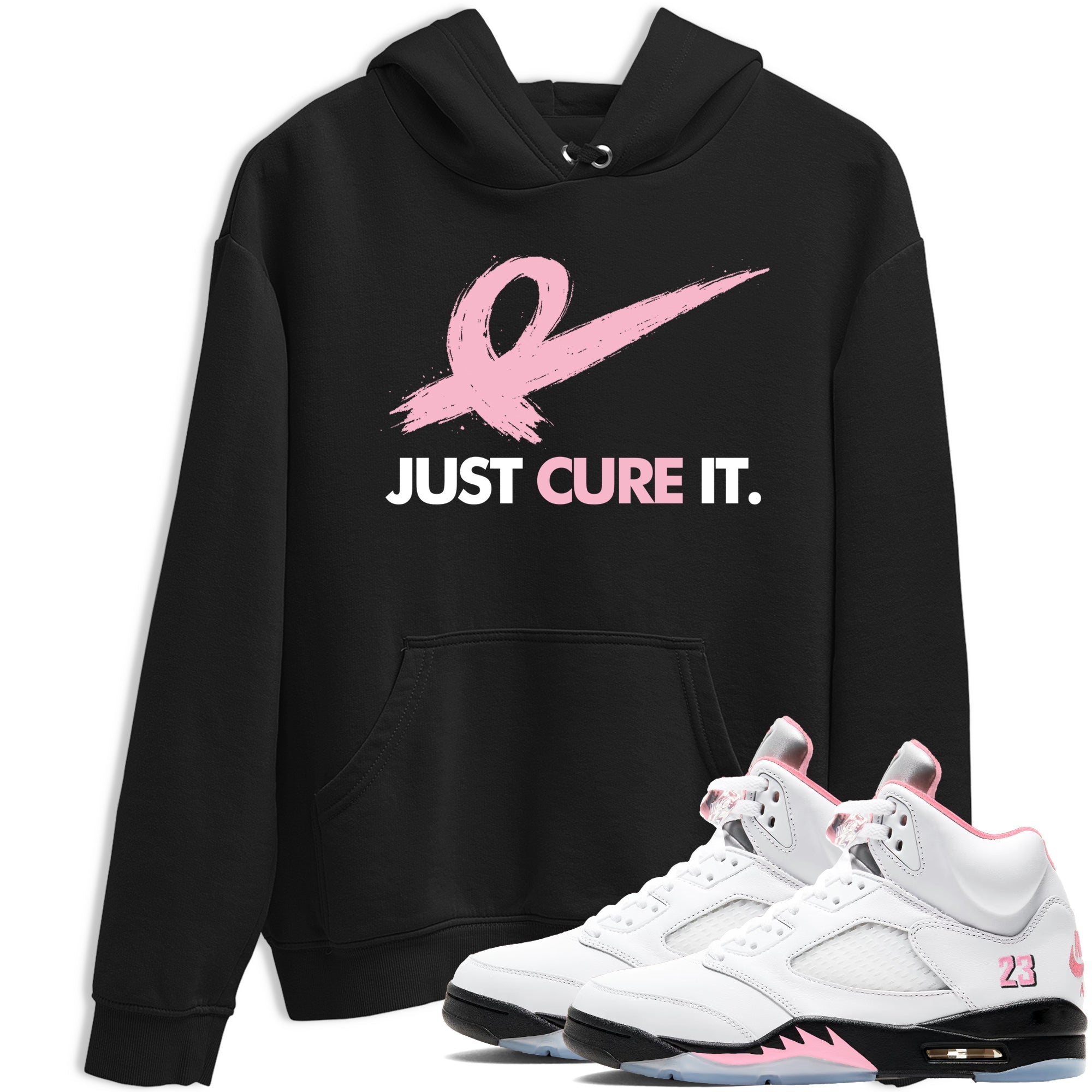 Sneaker Threads  Sneaker Tees To Match Air Jordan 5 Medium Soft Pink  Just Cure It Graphic Tee Black 1. Perfect for Jordan releases 2025 colorways.