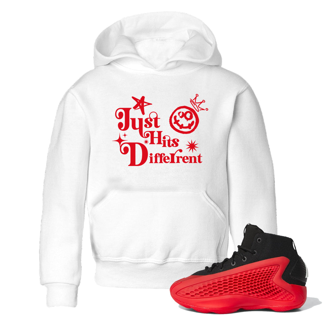 AE 1 Bred shirts to match jordans Just Hits Different sneaker match tees AE 1 Bred match shoes to clothes Drip Gear Zone Youth Baby White 1 tee