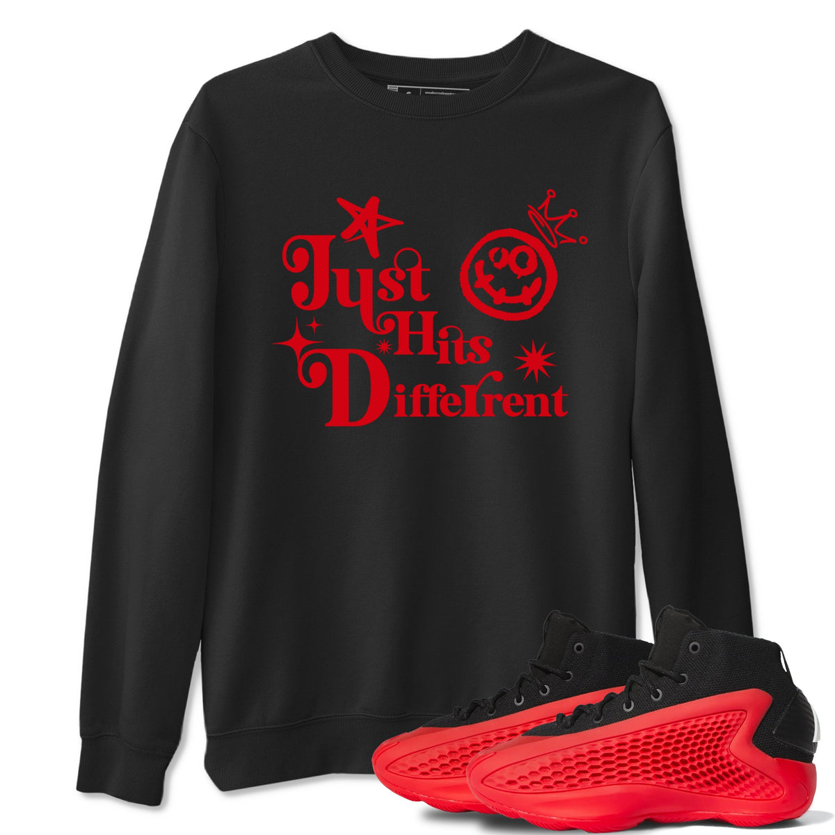 AE 1 Bred shirts to match jordans Just Hits Different sneaker match tees AE 1 Bred match shoes to clothes Drip Gear Zone unisex cotton Black 1 shirts
