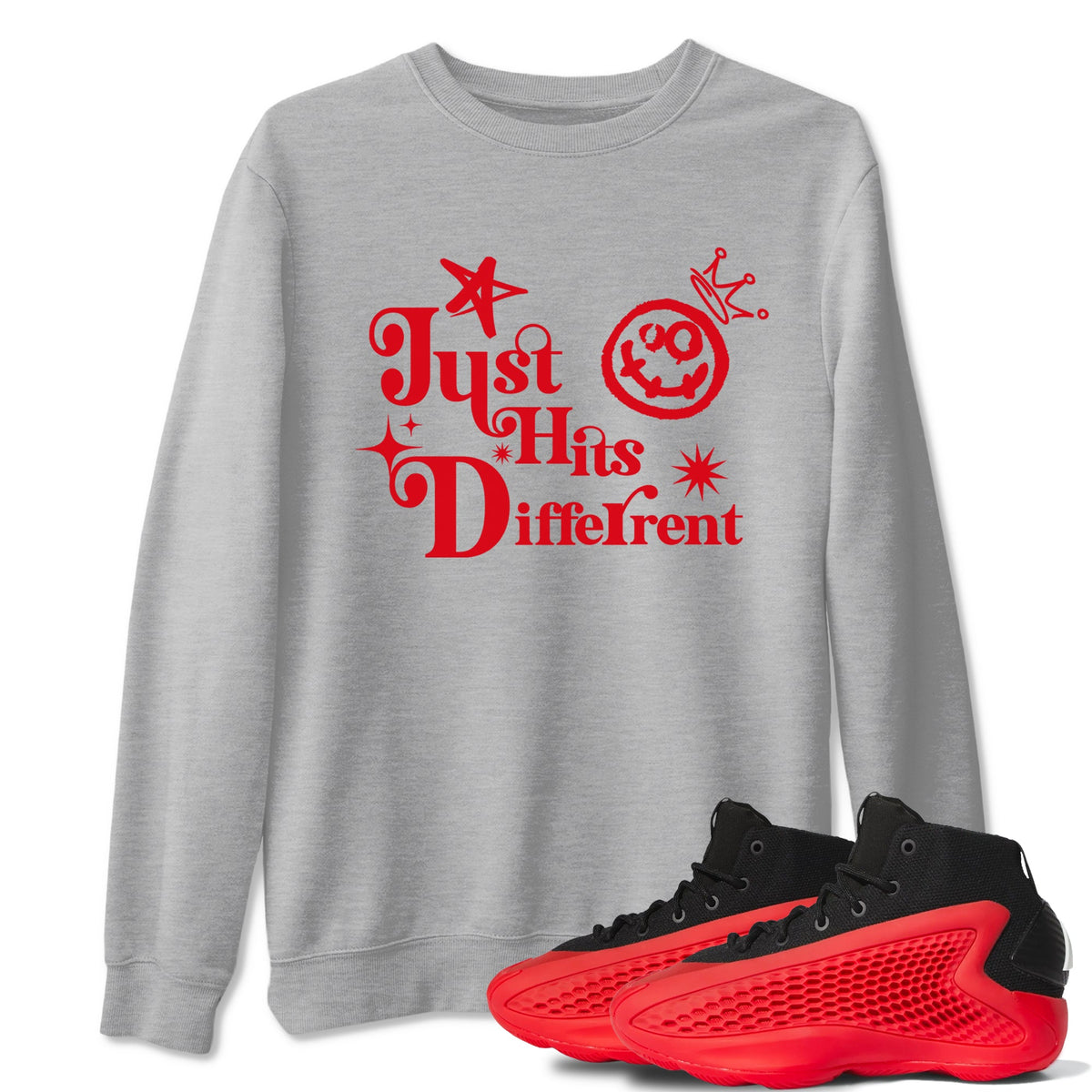 AE 1 Bred shirts to match jordans Just Hits Different sneaker match tees AE 1 Bred match shoes to clothes Drip Gear Zone unisex cotton Heather Grey 1 shirts