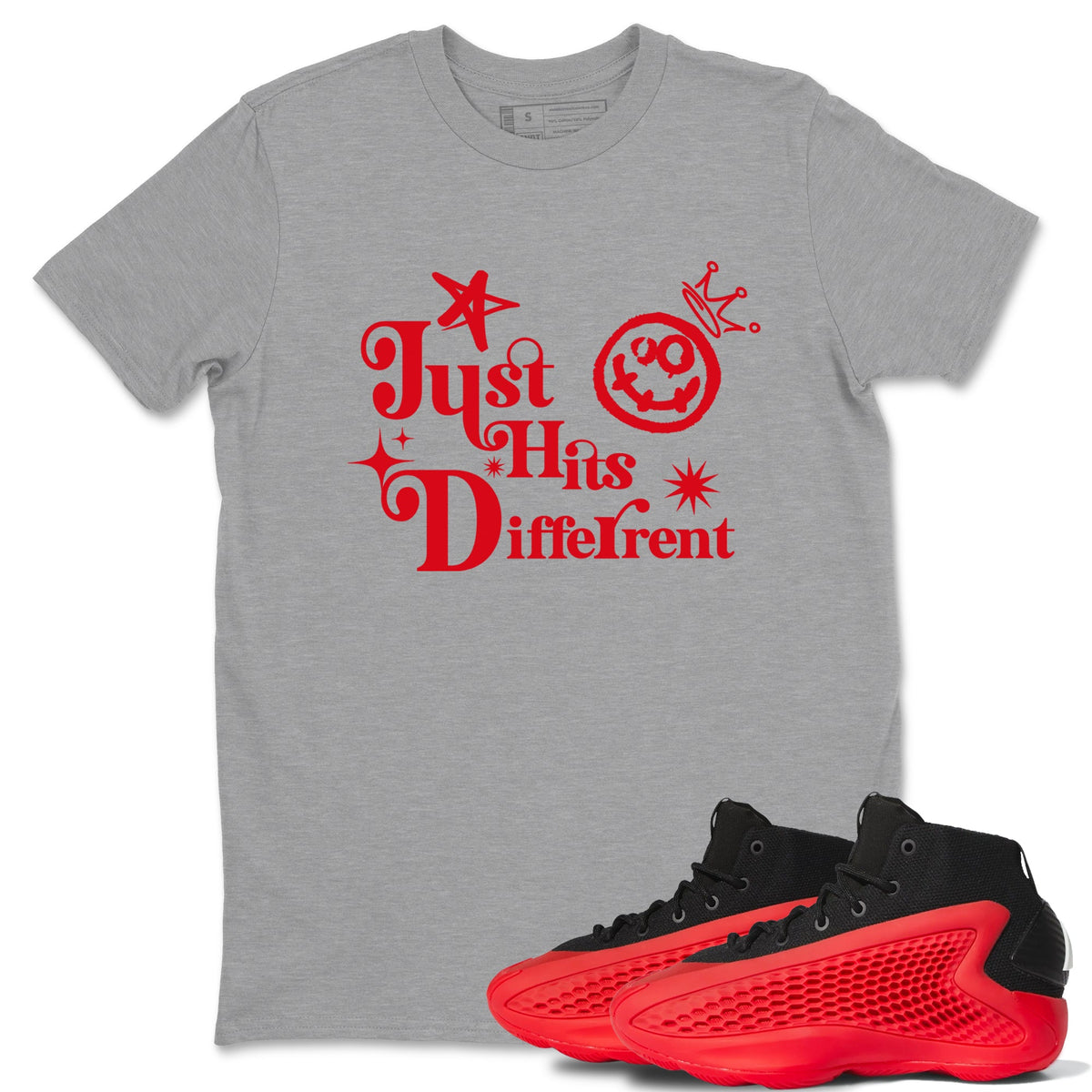 AE 1 Bred shirts to match jordans Just Hits Different sneaker match tees AE 1 Bred match shoes to clothes Drip Gear Zone unisex cotton Heather Grey 1 shirts