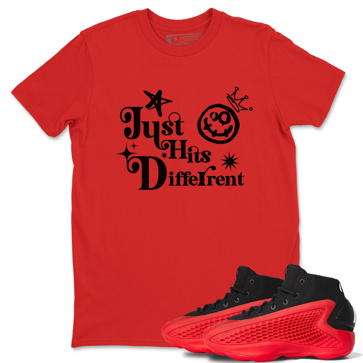 AE 1 Bred shirts to match jordans Just Hits Different sneaker match tees AE 1 Bred match shoes to clothes Drip Gear Zone unisex cotton Red 1 shirts