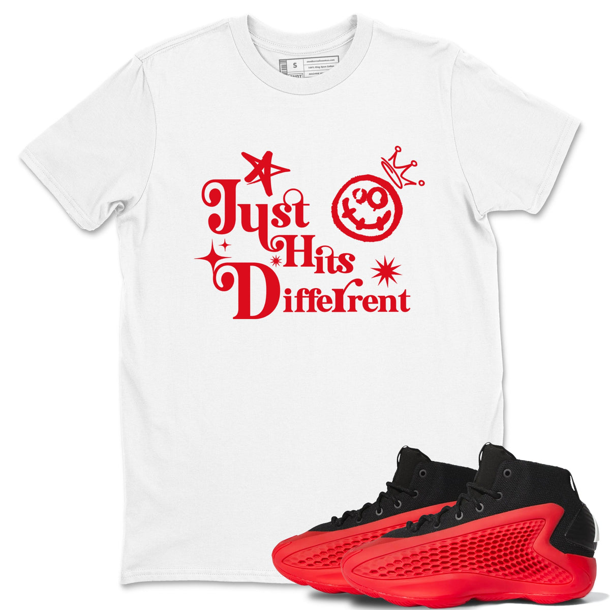 AE 1 Bred shirts to match jordans Just Hits Different sneaker match tees AE 1 Bred match shoes to clothes Drip Gear Zone unisex cotton White 1 shirts