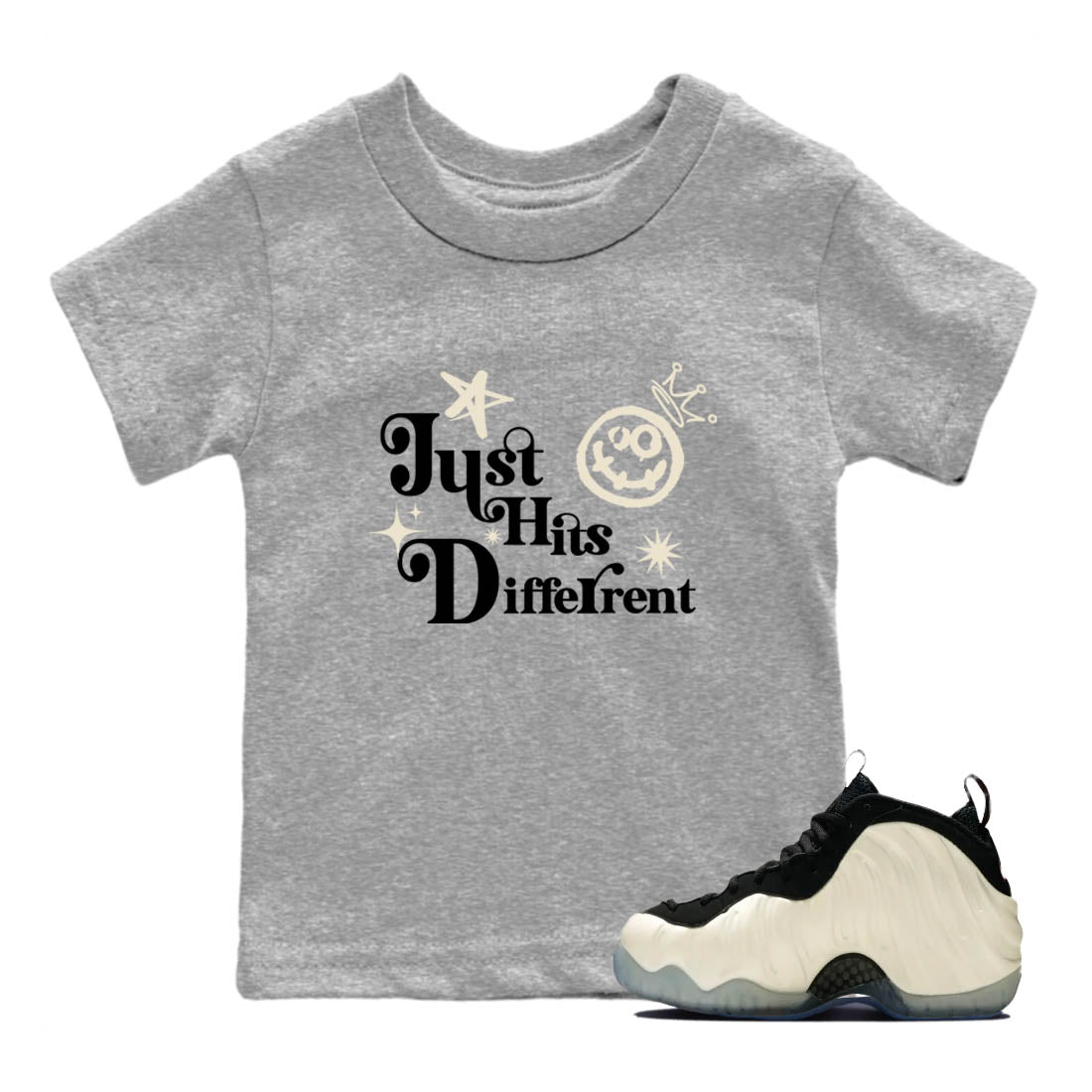 Sneaker Threads  Sneaker Tees To Match Air Foamposite One Pearl  Just Hits Different Youth Graphic Tee Heather Grey 1. Perfect for Jordan releases 2025 colorways.