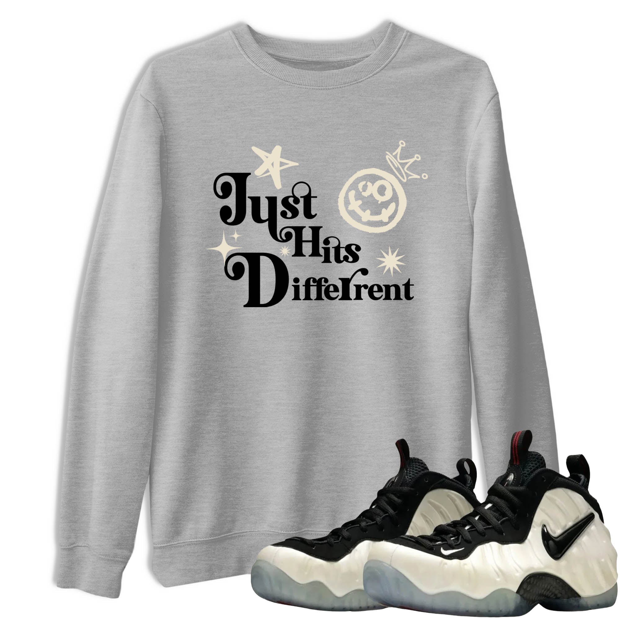 Sneaker Threads  Sneaker Tees To Match Air Foamposite One Pearl  Just Hits Different Graphic Tee Heather Grey 1. Perfect for Jordan releases 2025 colorways.