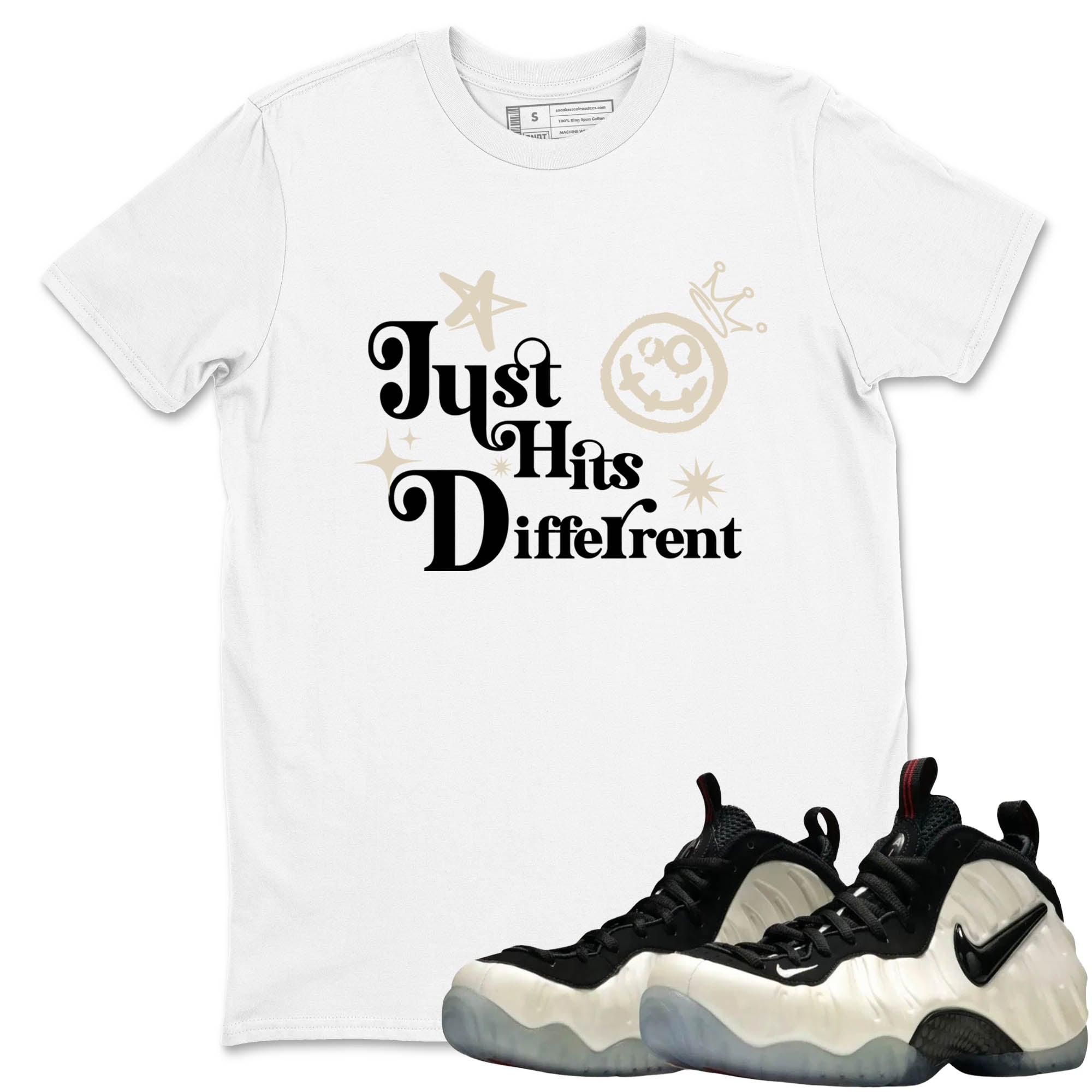 Sneaker Threads  Sneaker Tees To Match Air Foamposite One Pearl  Just Hits Different Graphic Tee White 1. Perfect for Jordan releases 2025 colorways.