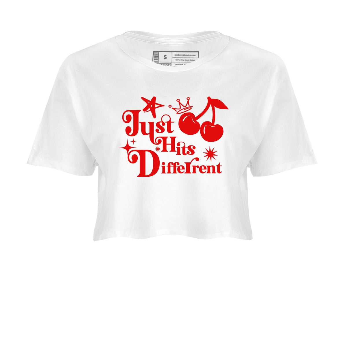 11s Cherry shirts to match jordans Just Hits Different sneaker match tees Air Jordan 11 Retro Cherry match shoes to clothes Drip Gear Zone unisex cotton White 2 crop tee