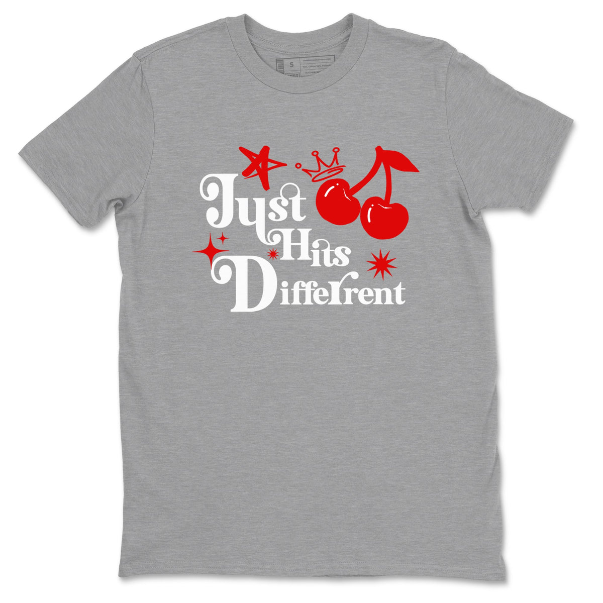 11s Cherry shirts to match jordans Just Hits Different sneaker match tees Air Jordan 11 Retro Cherry match shoes to clothes Drip Gear Zone unisex cotton Heather Grey 2 shirts